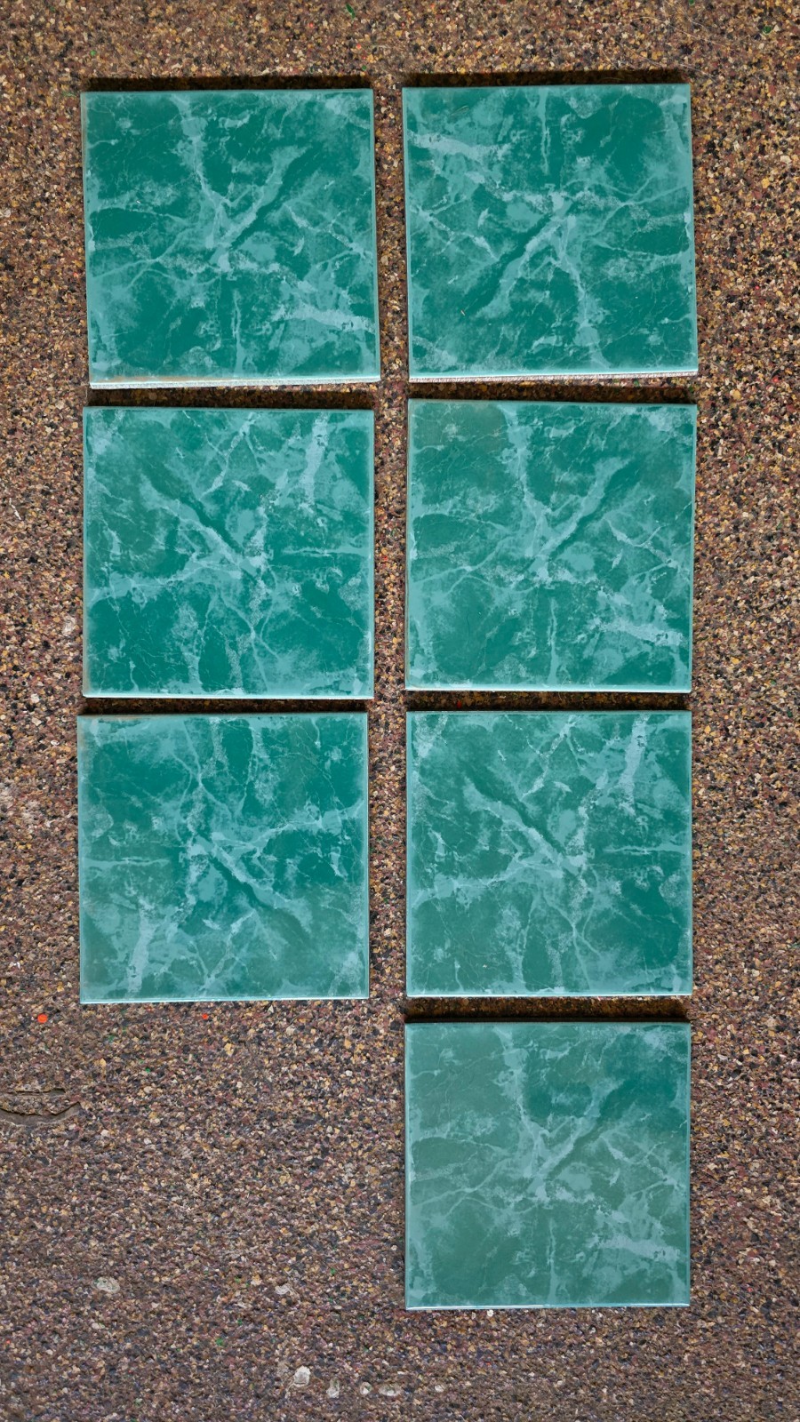 Lot of 7 NOS Vintage 5.75″ Dong Su Green Marble Ceramic Tiles