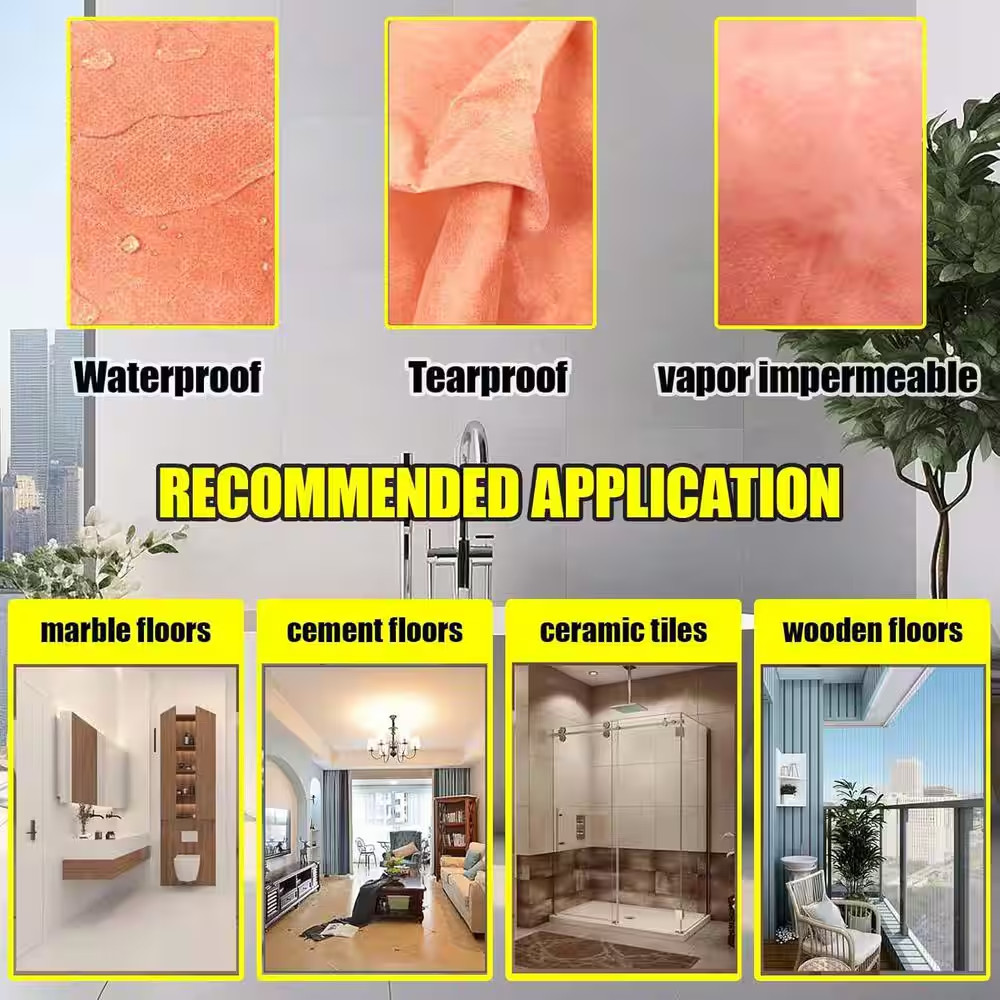 Waterproof Membrane for Shower 108 Sq. Ft. Polyethylene Fabric Roll 19.7 Mil Thi