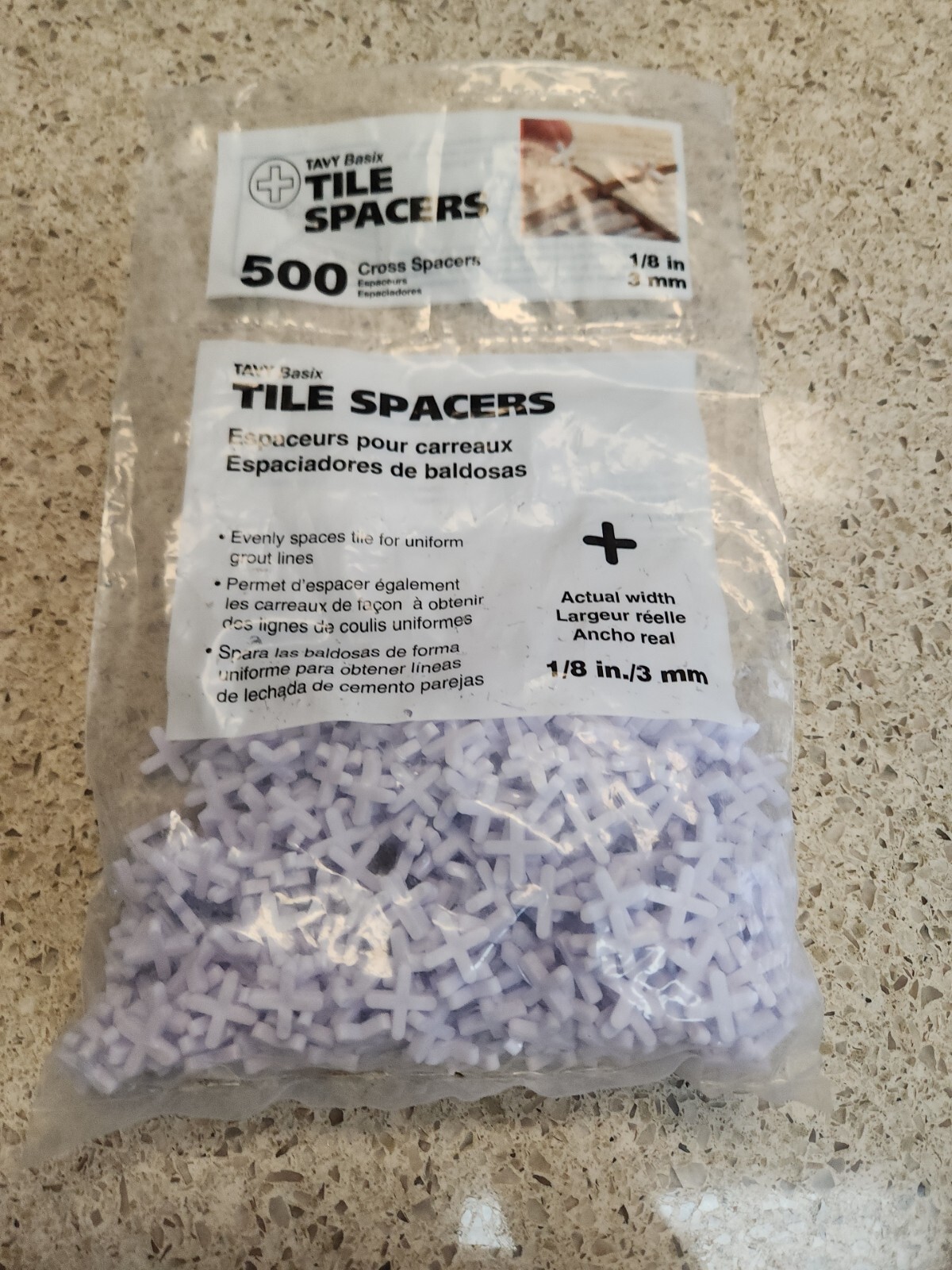 New Bag Tavy Basix Tile Spacers Cross Spacers, 1/8 In, 3 Mm, 500