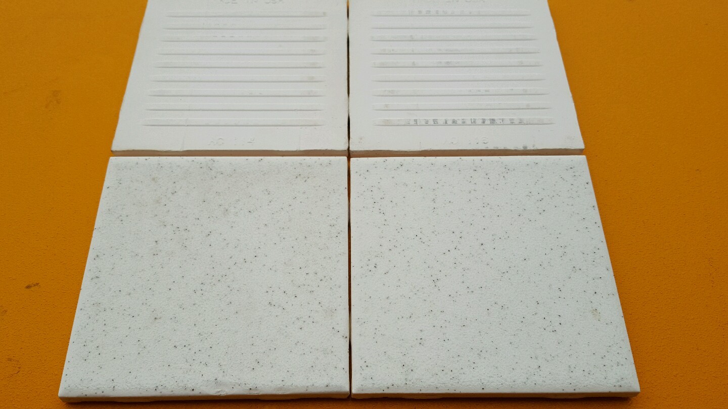 4 pc American Olean Vintage Ceramic Tile 4 1/4″ Square Crystalline Salt & Pepper