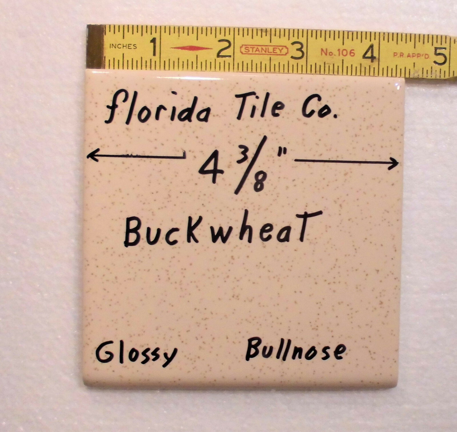 1 pc. *Buckwheat* Bullnose 4-3/8″ Glossy Ceramic Tile by Florida Tile Co. New