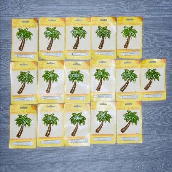 16 vintage decoration New Creative Ceramics Stick On Wall Art Tile Palm Tree