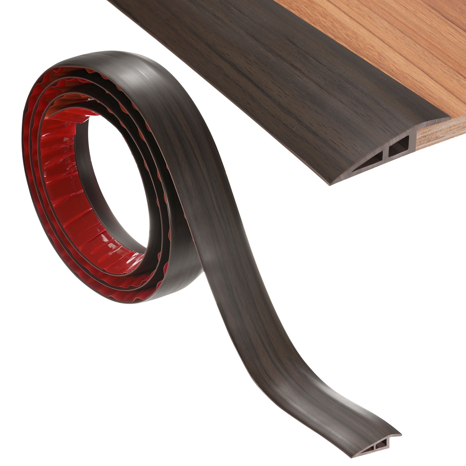Floor Transition Strip Floor Cover Height Within 2/5Inch [Dark Brown Wood Grain]