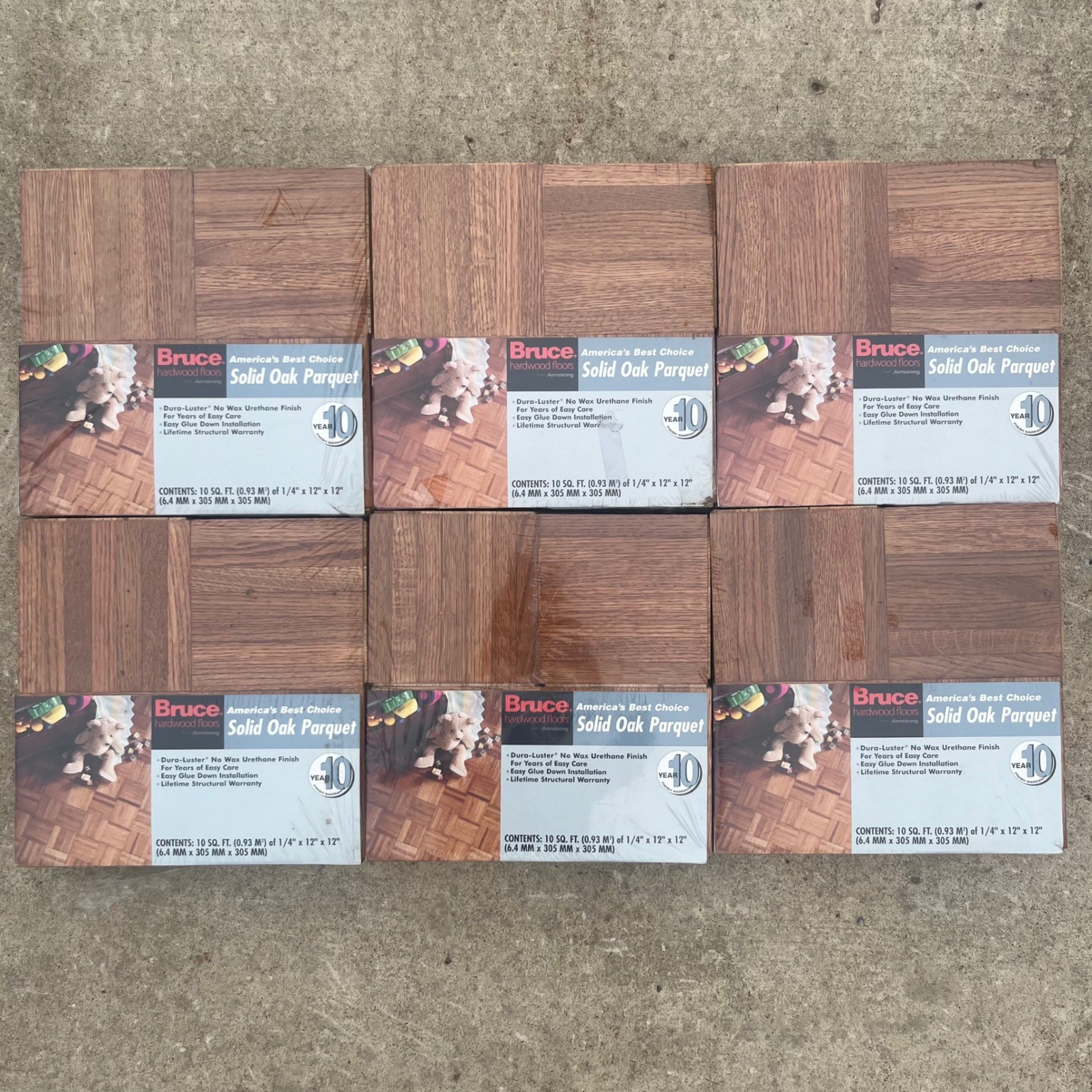 Bruce Solid Oak Parquet Flooring Bundle Lot 60 Sq Ft 12″x12″ ABC1701 Vintage