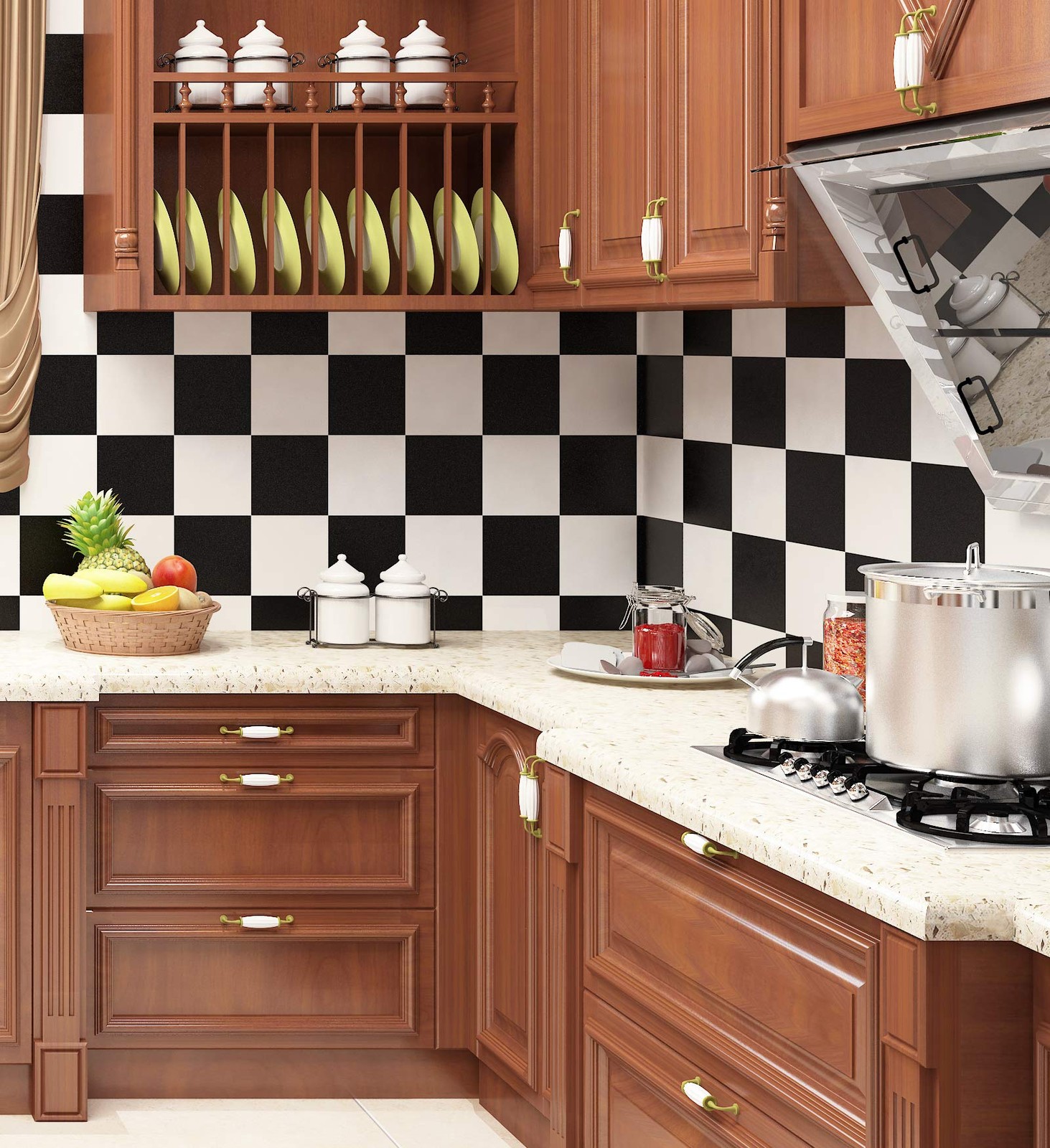Checkered Black and White Vinyl Flooring Roll 15.8×78.8 in Floor Contact Pape…