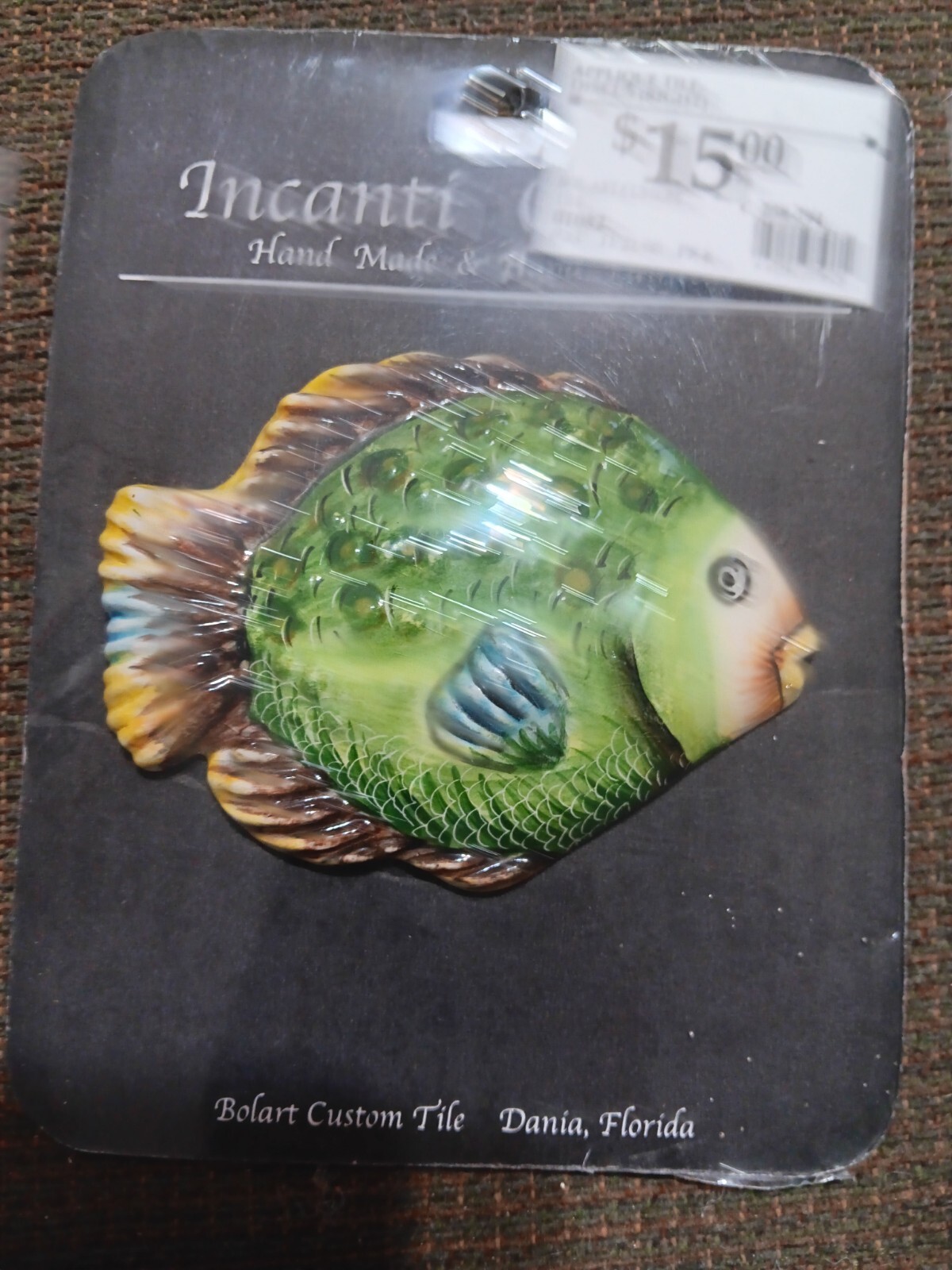 Bolart Custom Tile Tropical Fish Hand Made Hand Painted Set Of 6 Incanti Overlay
