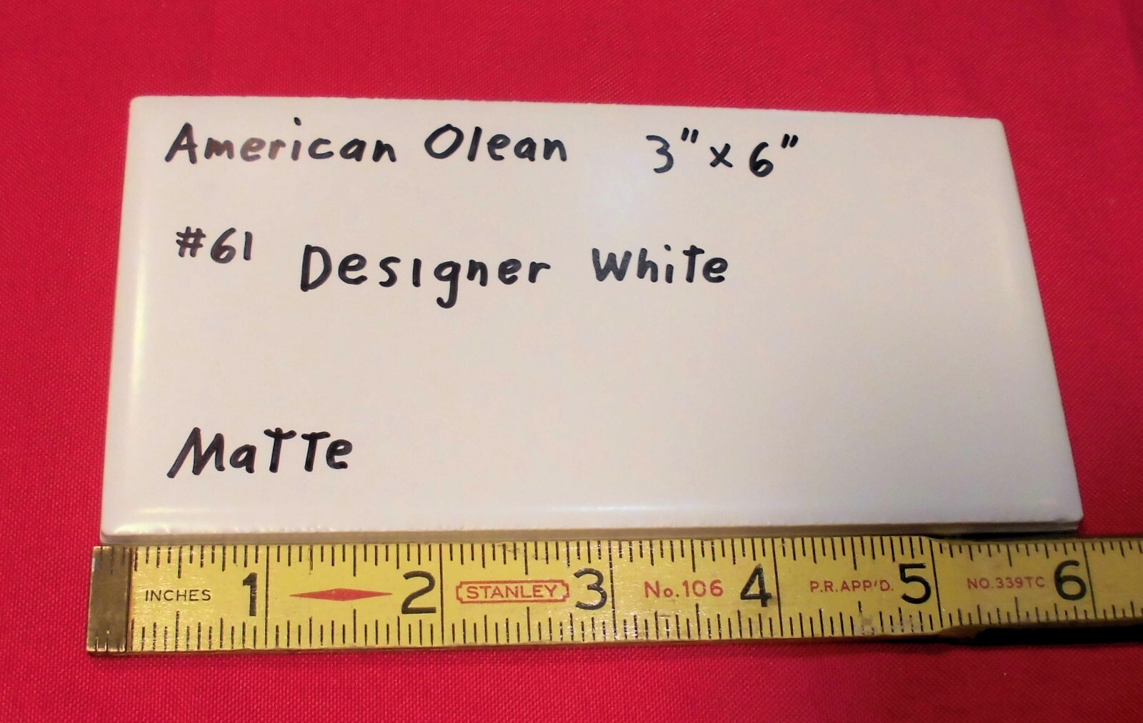 6 pieces: #61 Designer White: Matte Ceramic Subway Tiles by American Olean, NEW
