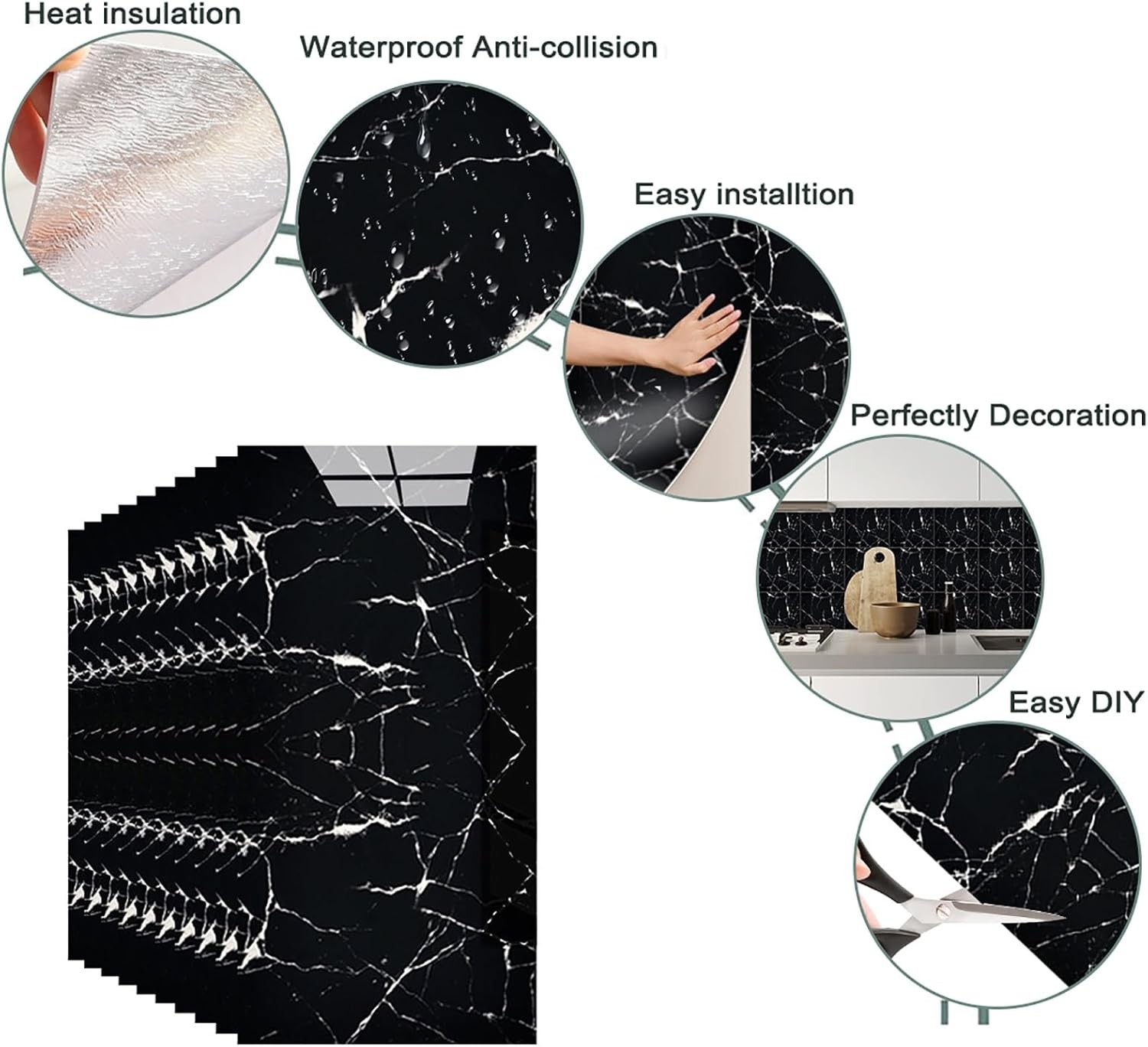 20pcs Peel and Stick Marble Floor Wall Panels 23.6″x11.8″ PVC Tiles Sticker