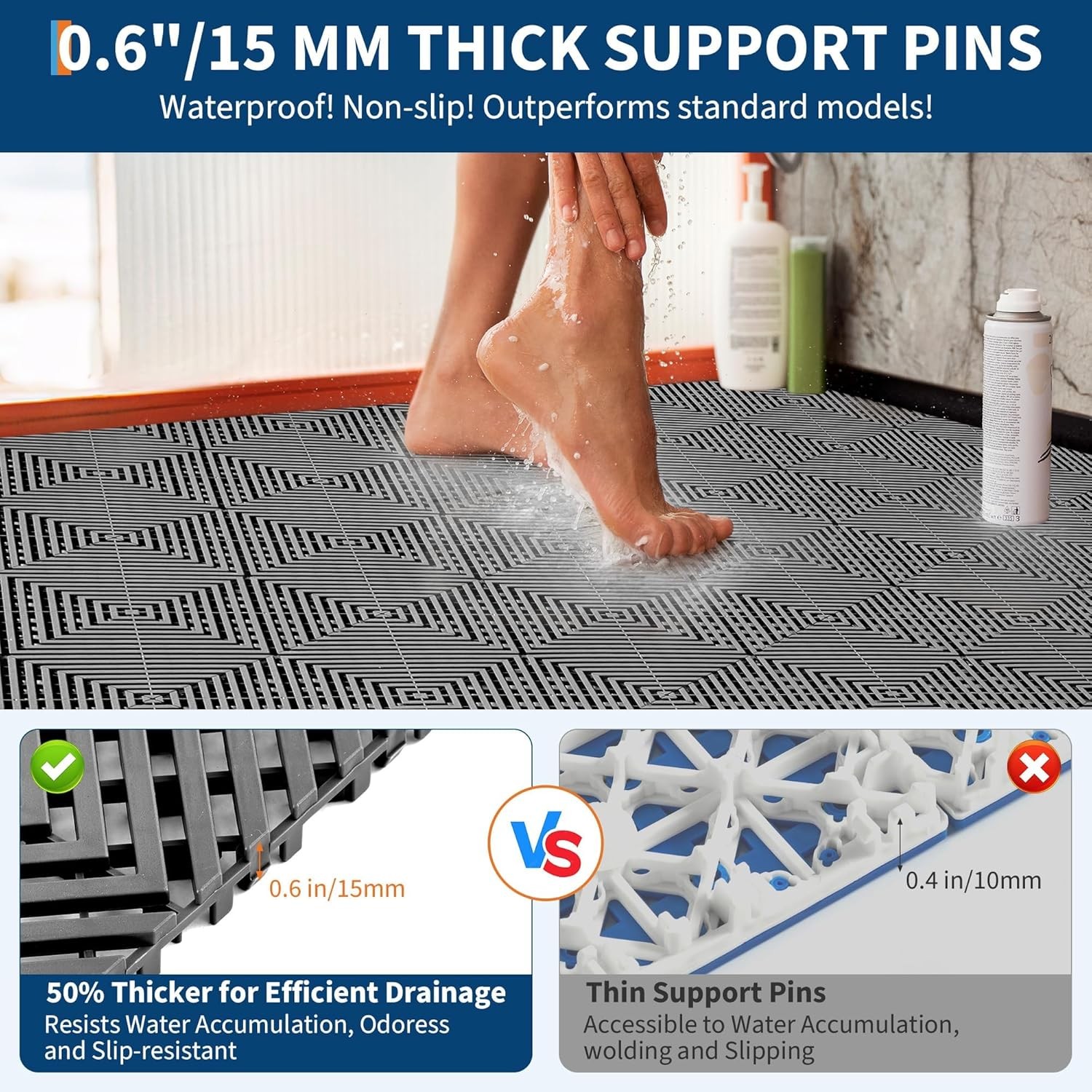 50PCS Interlocking Floor Tiles 12″x12″ Garage Modular Cushion Mat Drainage Tiles