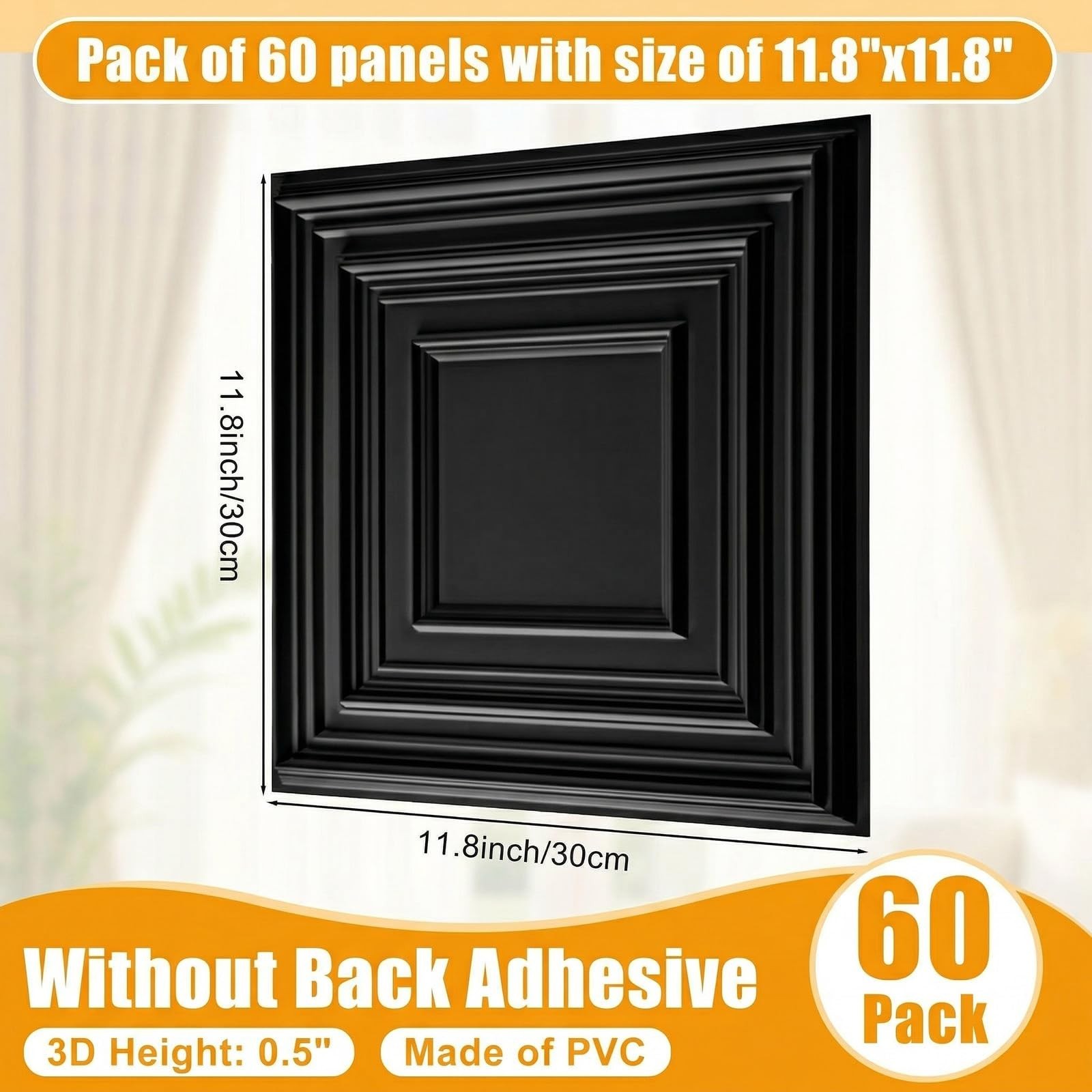60 Pcs 12×12 Inch PVC Drop Ceiling Tiles – Cuttable, Paintable 3D Wall Panels –