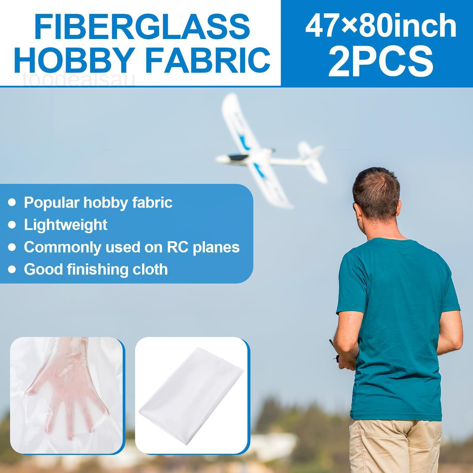 2 Pcs Lightweight Fiberglass Cloth 0.75 oz x 47″ W x 80″ plain weave