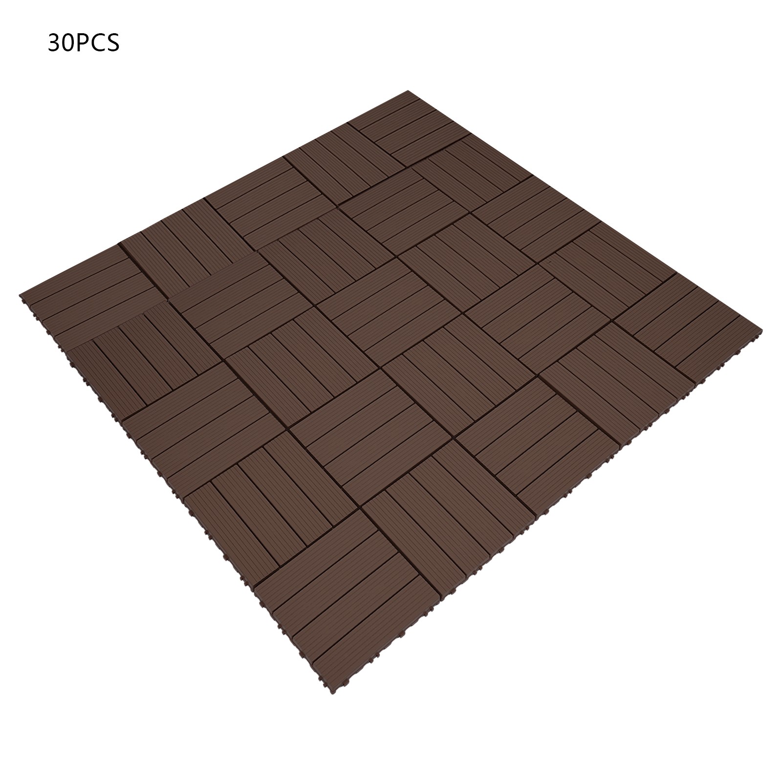 30pcs Deck Patio Tile Interlocking Plastic Flooring Pavers 11.81*11.81*0.79in