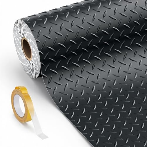 4×7 FT Diamond Plate Flooring Roll – 2.8mm Thickened Garage Floor Mat – 4×7 FT