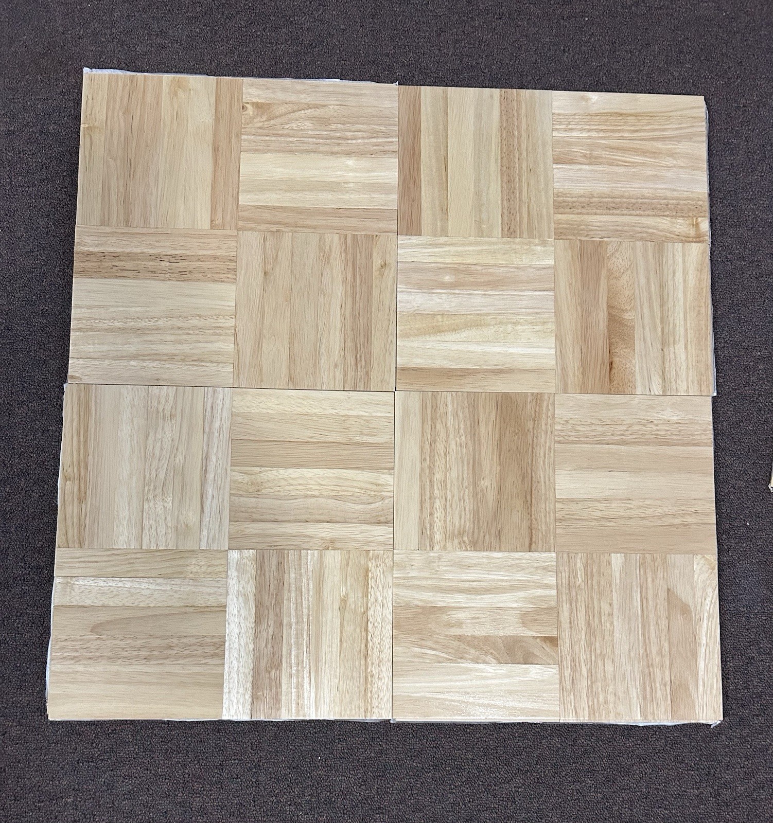Cryntel EZ Parquet Self Stick Tiles ~Natural~ 9 (12×12) Tiles 6-finger READ