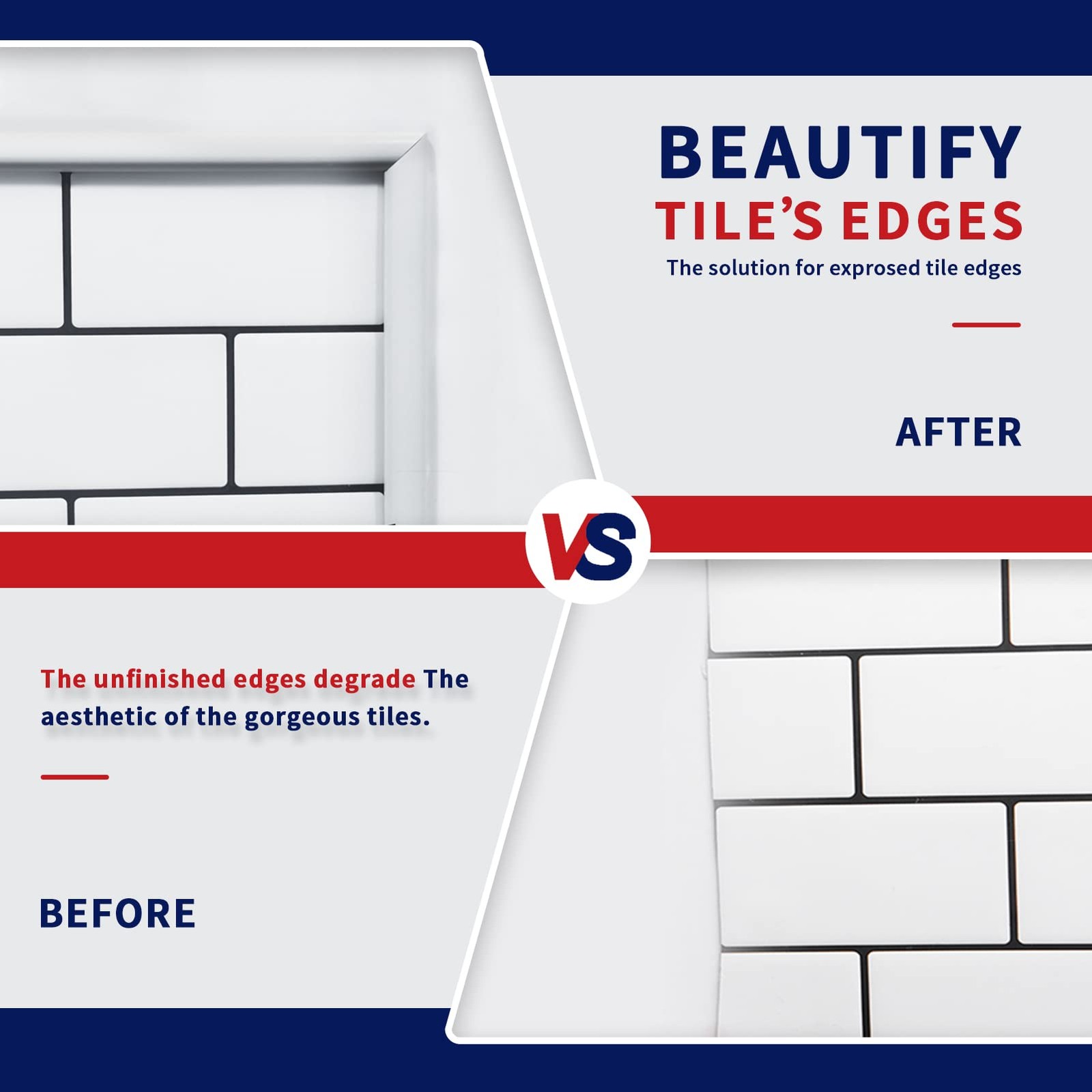 Art3dwallpanels 10 Ft Flexible Peel and Stick Trim Molding for Backsplash Tile E