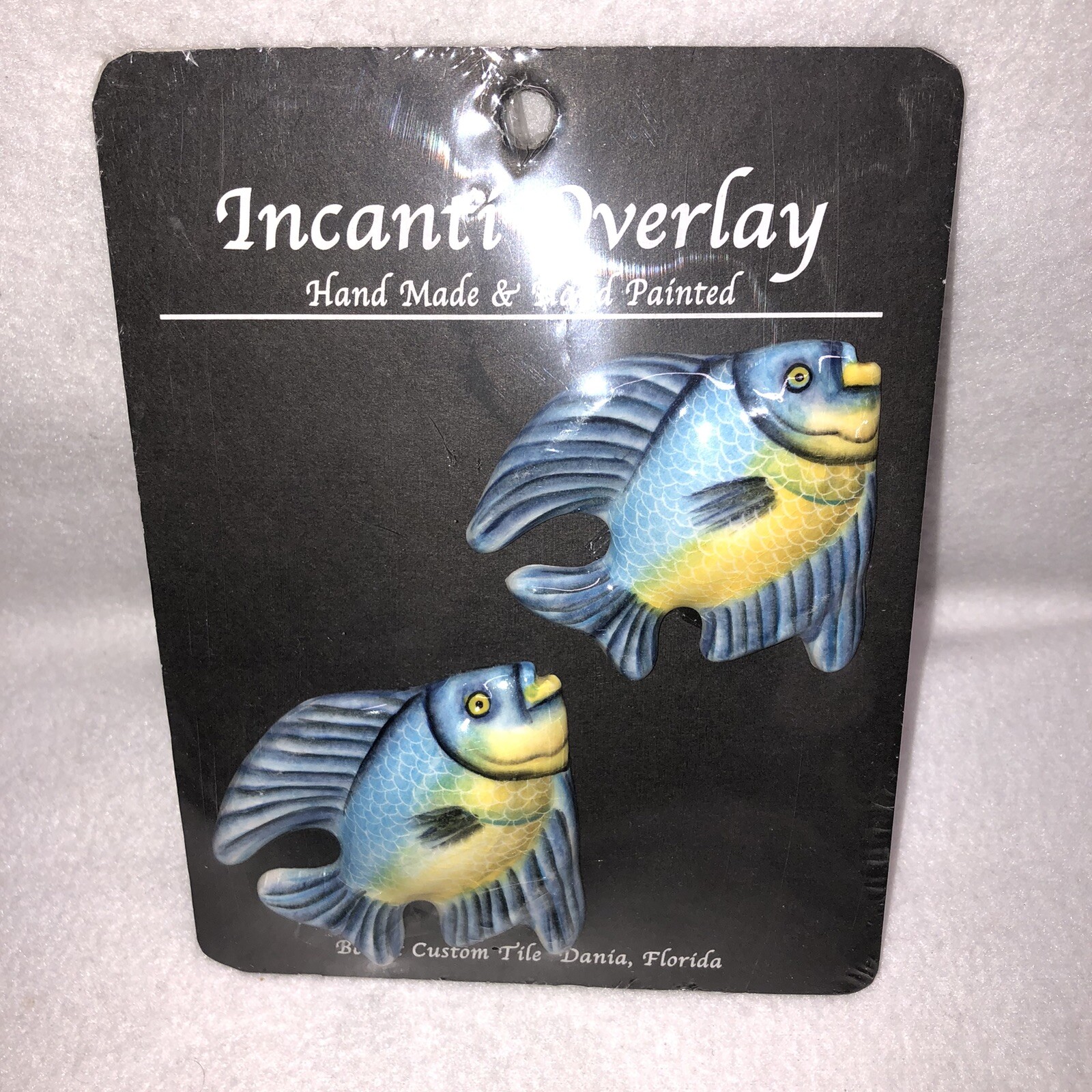 Bolart Custom Tile Tropical Fish Hand Made Hand Painted Set Of 6 Incanti Overlay