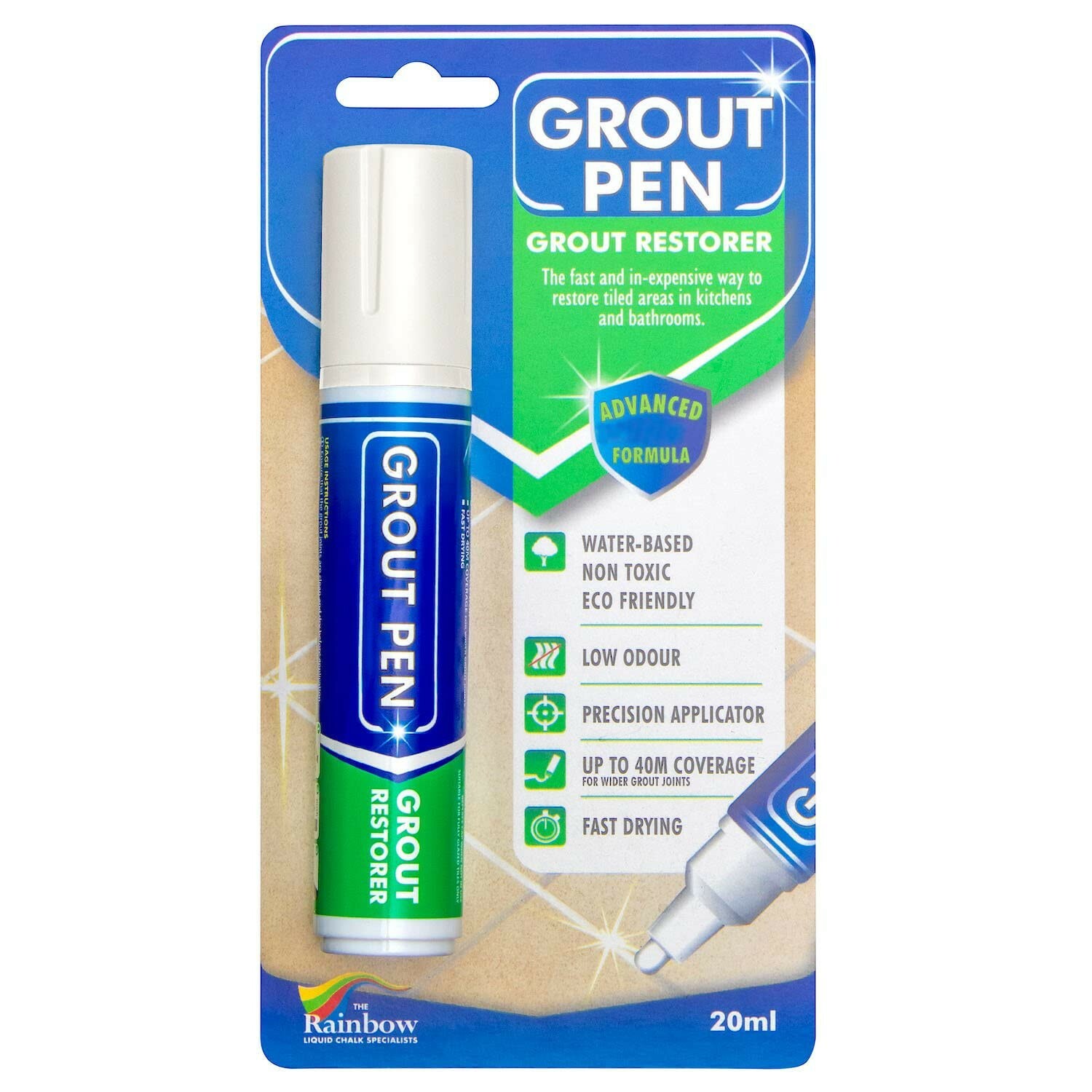 Grout Pen Ivory Tile Paint Marker: Waterproof Tile Grout Colorant Pen – Wide Tip