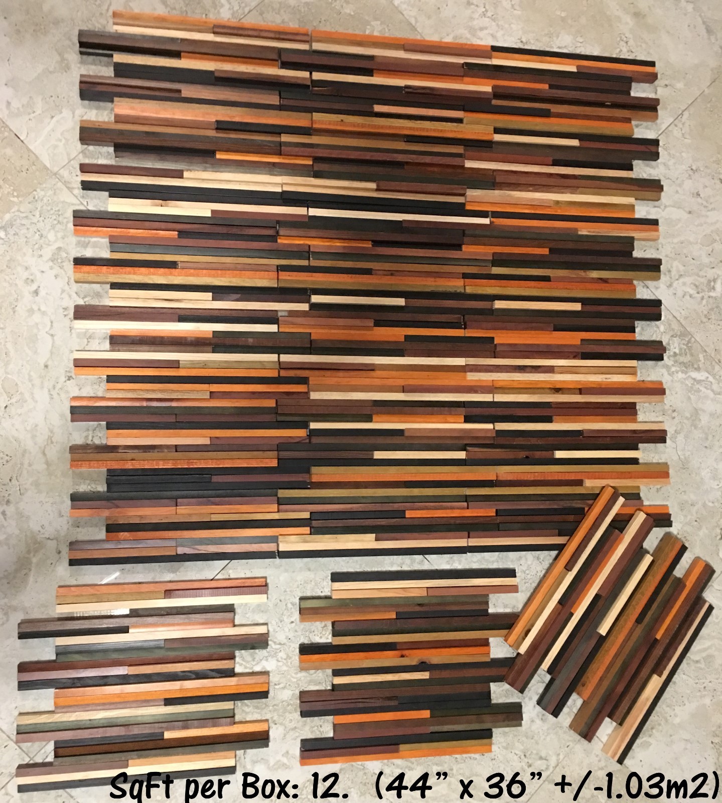 BOX of 12 Mosaics of Model Havana Wall Wood Mosaic Multicolor 3D Tile 11” x 12”