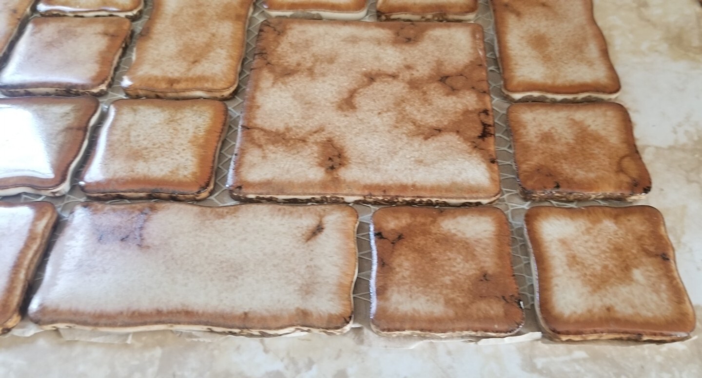 1 Sheet mesh 12 1/2″ various ceramic tiles Brown Wall Tile Backsplash strip