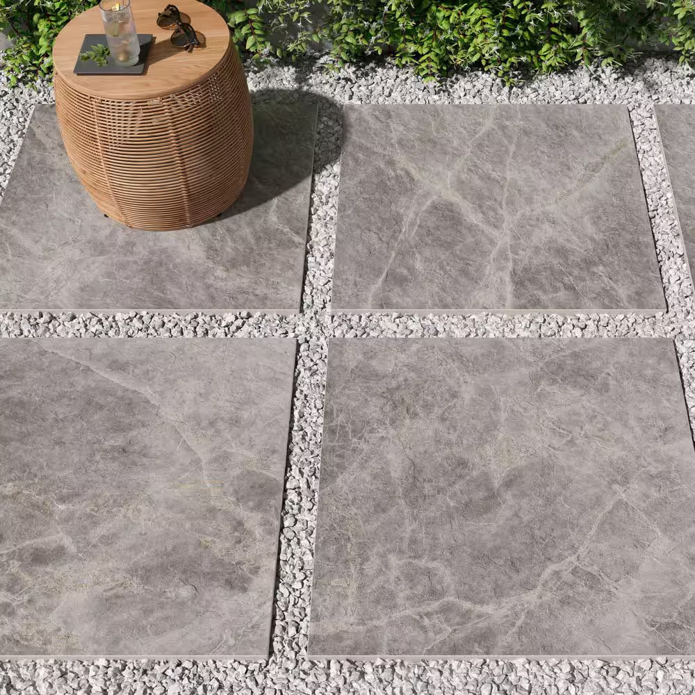 Impero Tuscan Gray 24 In. X 24 In. X 0.75 In. Marble Look Porcelain Paver (Case