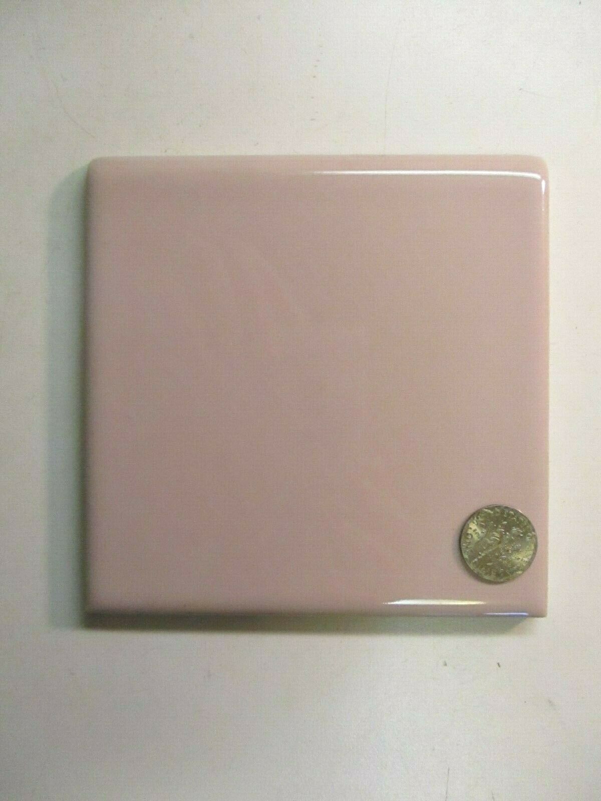 1 Bullnose Wall Tile Mannington MCT USA 4-3/8″ Sq Ceramic Pink Heather Gloss Vtg