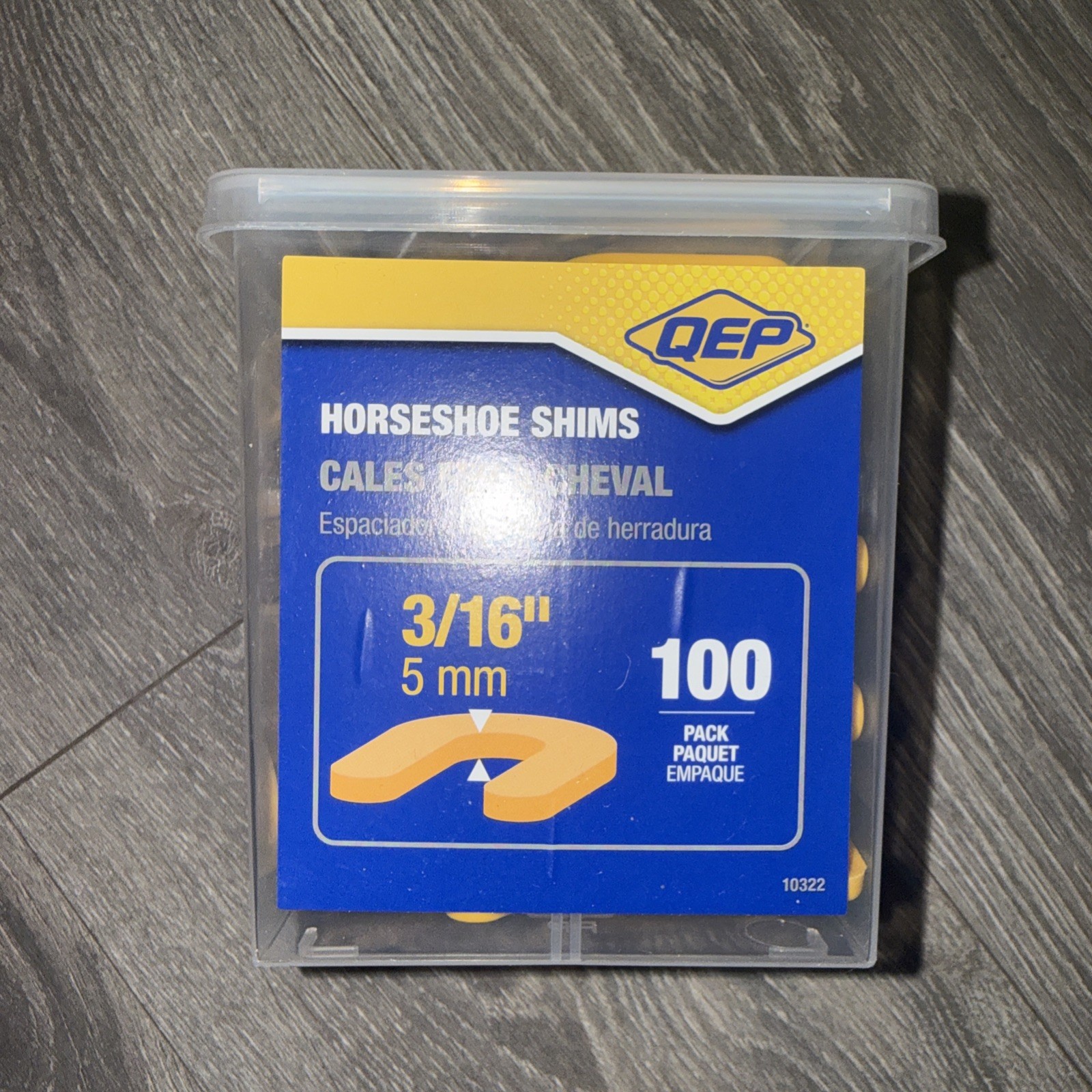 QEP Horseshoe Shims 3/16″ 5mmYellow Plastic Non Compressive 100 Pack 10322