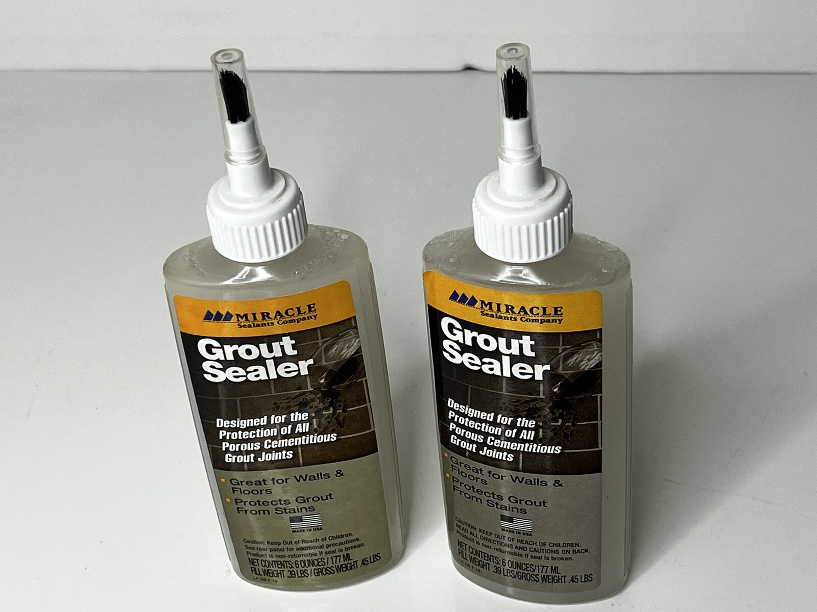 Miracle Sealants Grout Sealer Tile Joint Protector w/ Brush Tip 6 oz Lot of 2