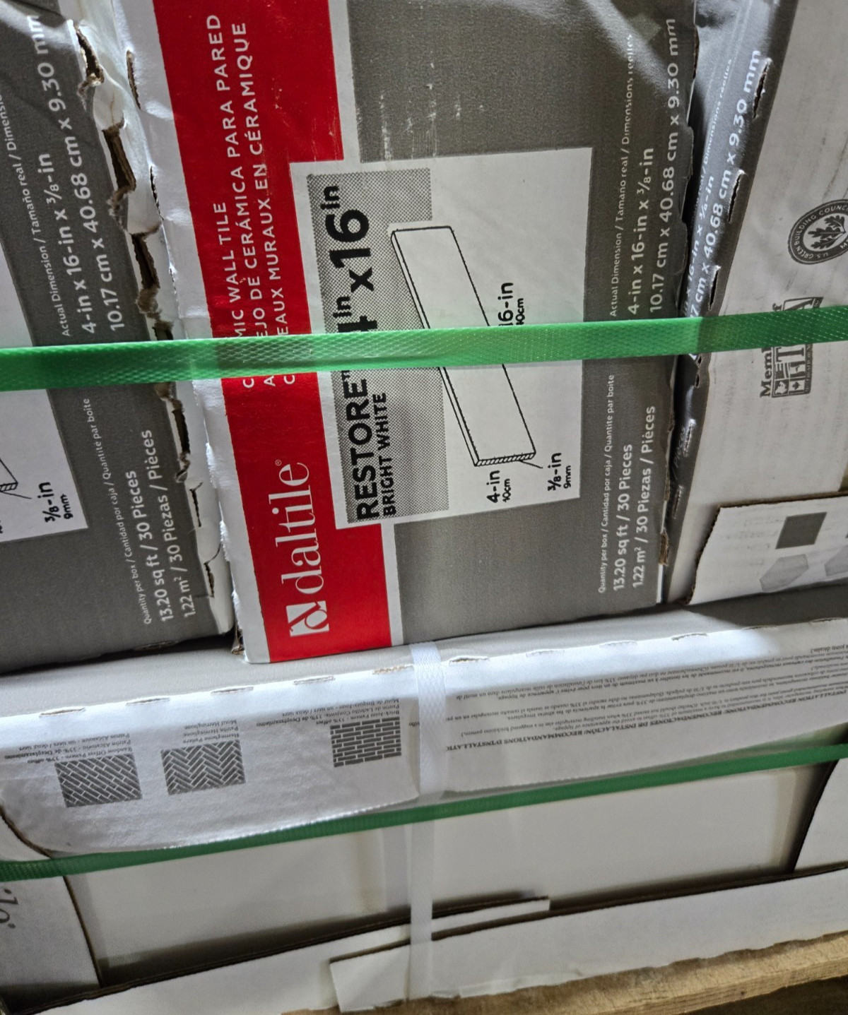 Pallet Sale – Daltile Restore 4in x 16in Ceramic Bright White Tile – 20 cases