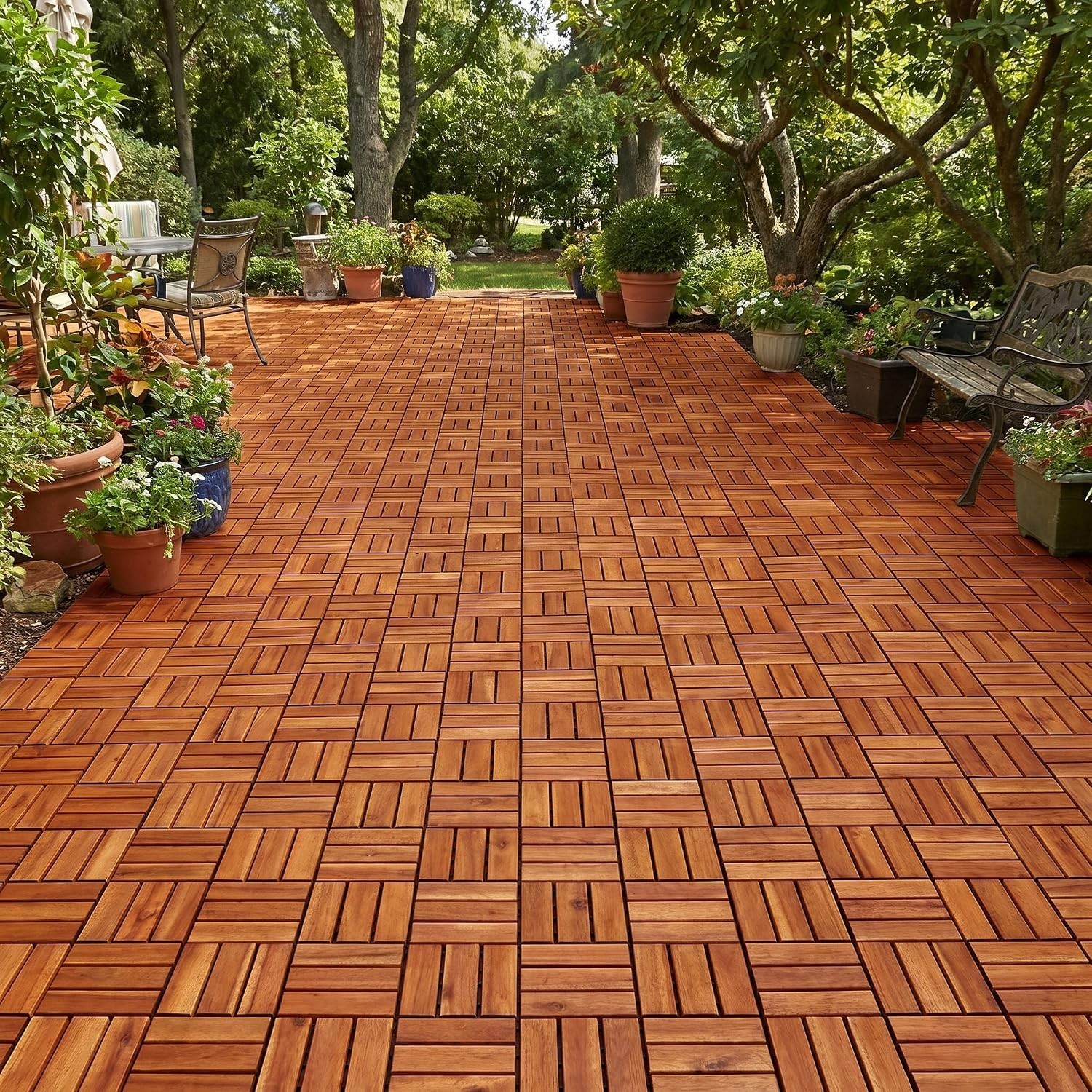 Wood Interlocking Deck Tiles – 12″X12″ Indoor & Outdoor Flooring Tiles for Balco