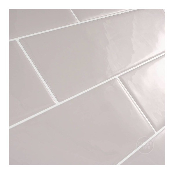 2pk Oslo XL Glossy Peel & Stick 3D Tile Paper Backsplash Gray