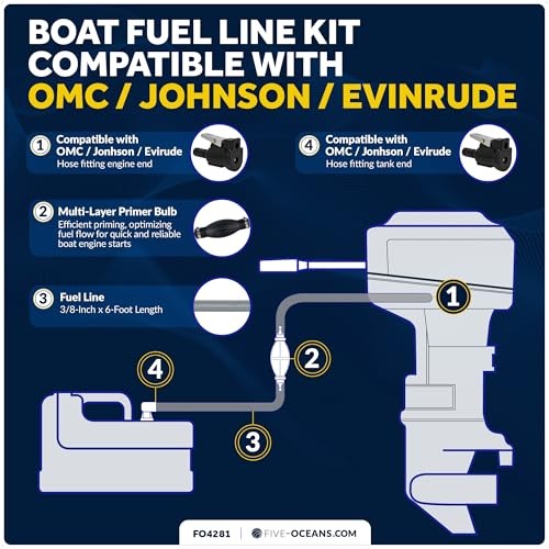 Marine Boat Fuel Line Assembly with Primer OMC/JOHNSON/EVINRUDE – 3/8″ HOSE