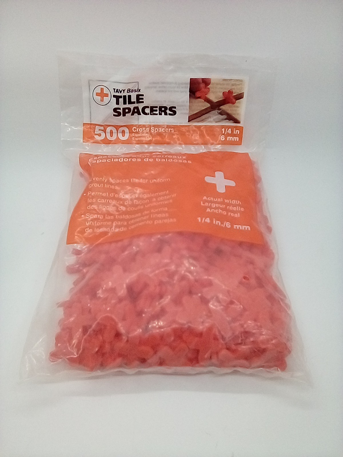 TAVY BASIX Lot of 3 Bags of Tile Spacers 1/4 inch/6mm 1,500 Pieces Total NWT