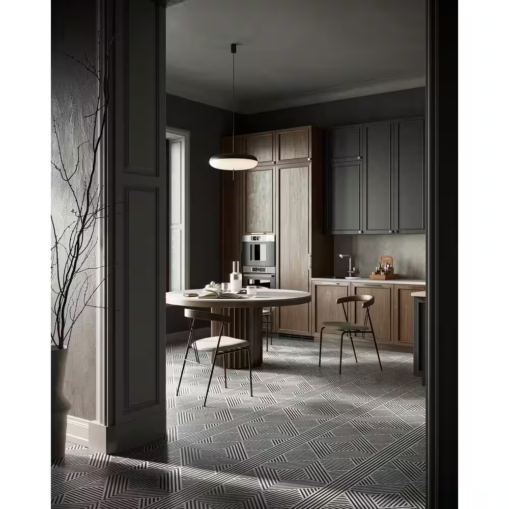 Astoria Black and White 24 In. X 24 In. Matte Porcelain Floor and Wall Tile (4 P