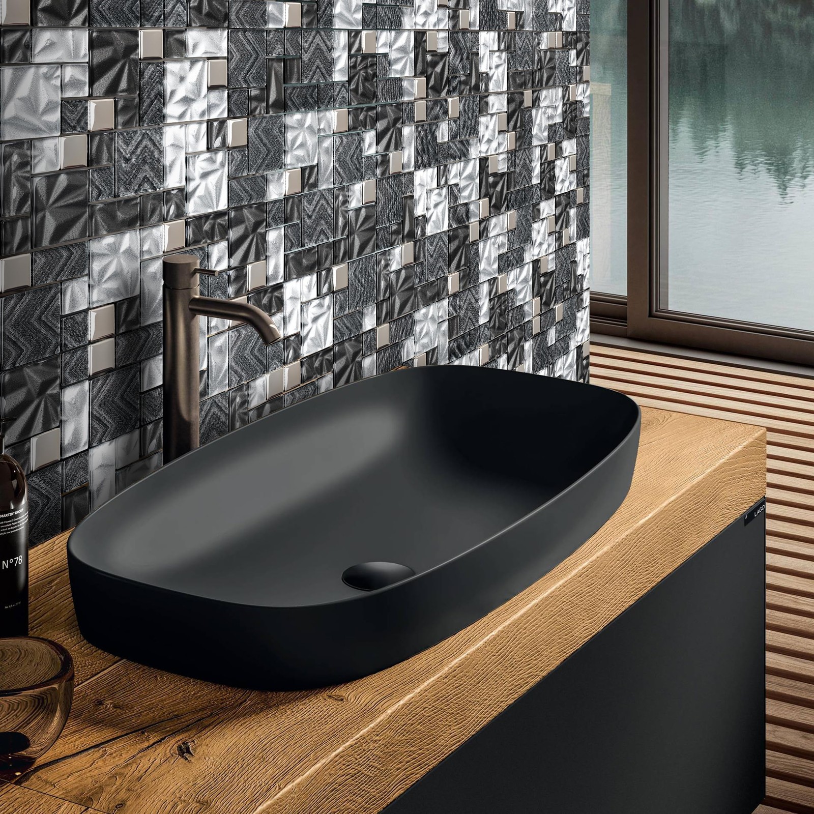 Elephantile Black & White Glass Tiles Kitchen Bathroom Wall Backsplash Mosaic…