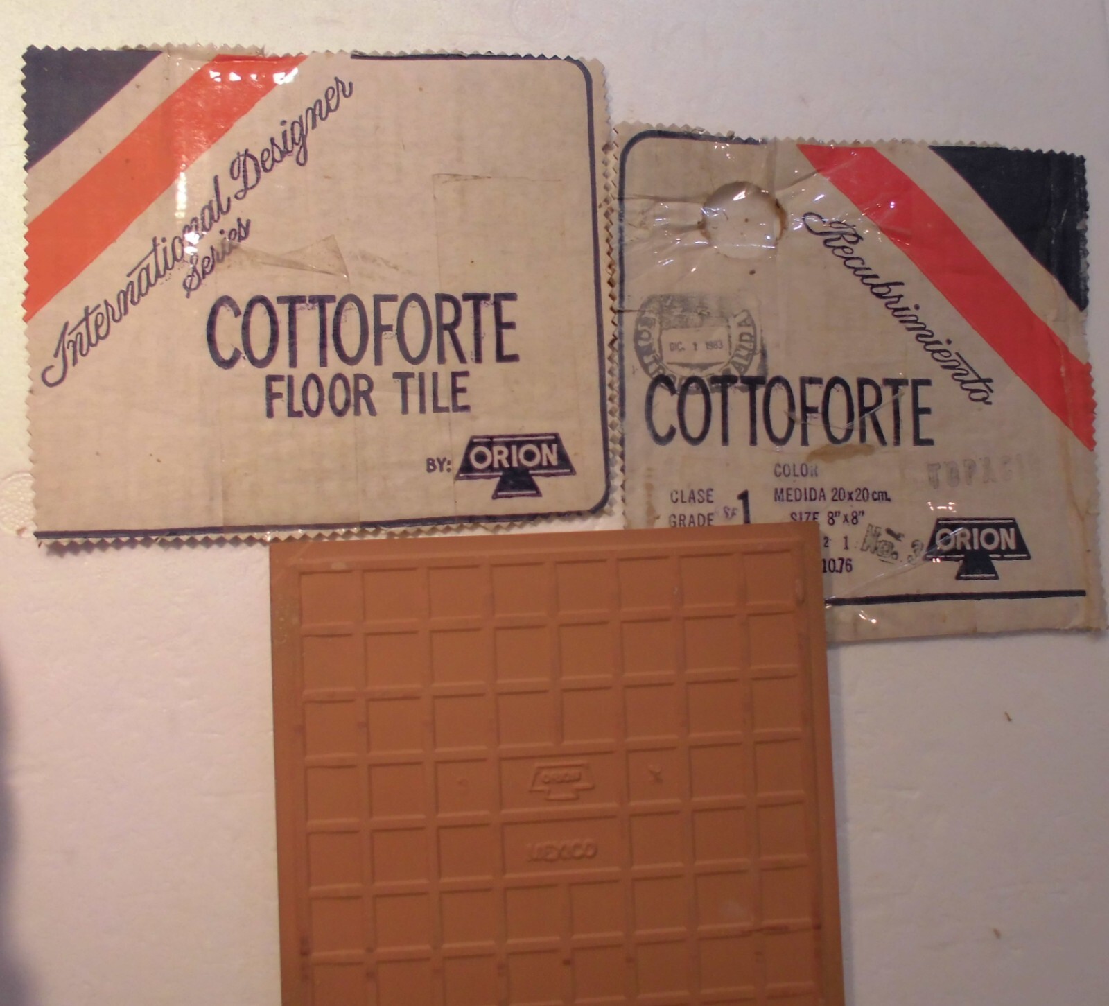 1 pc. Medium Brown Ceramic Floor Tile: 8″ X 8″ Smooth Surface + bit of flash