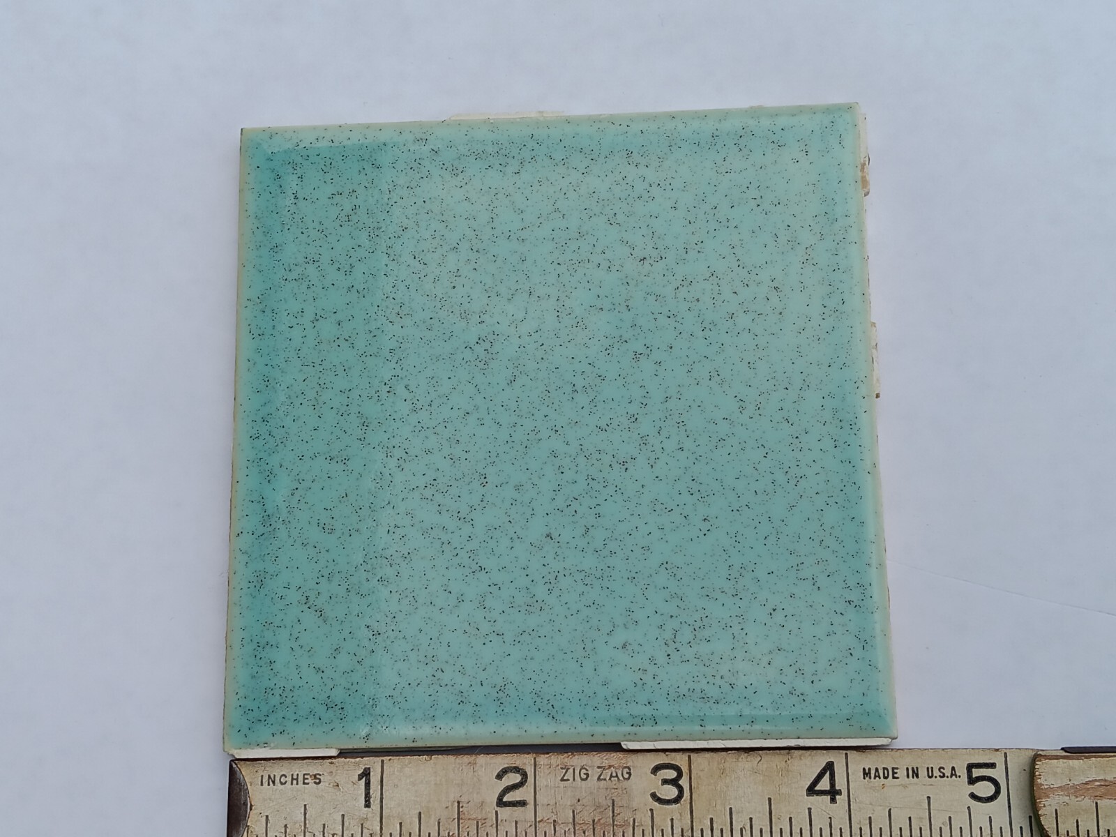 Atco USA 4-3/8″ Sq. Turquoise Speckled Brown 1 Ceramic Wall Tile 50s 60s VTG BR