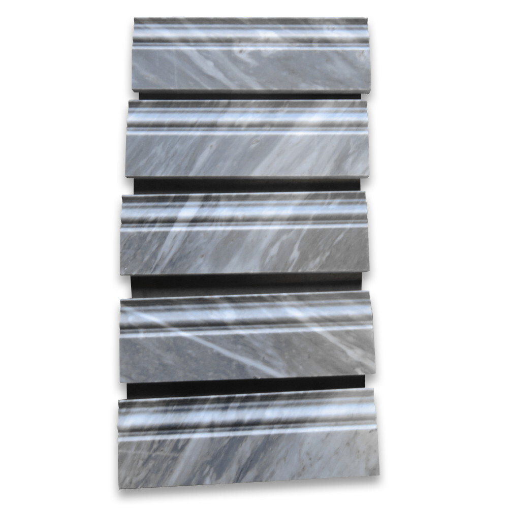 K01H Bardiglio Gray Dark Grey Marble 4×12 Baseboard Crown Molding Honed