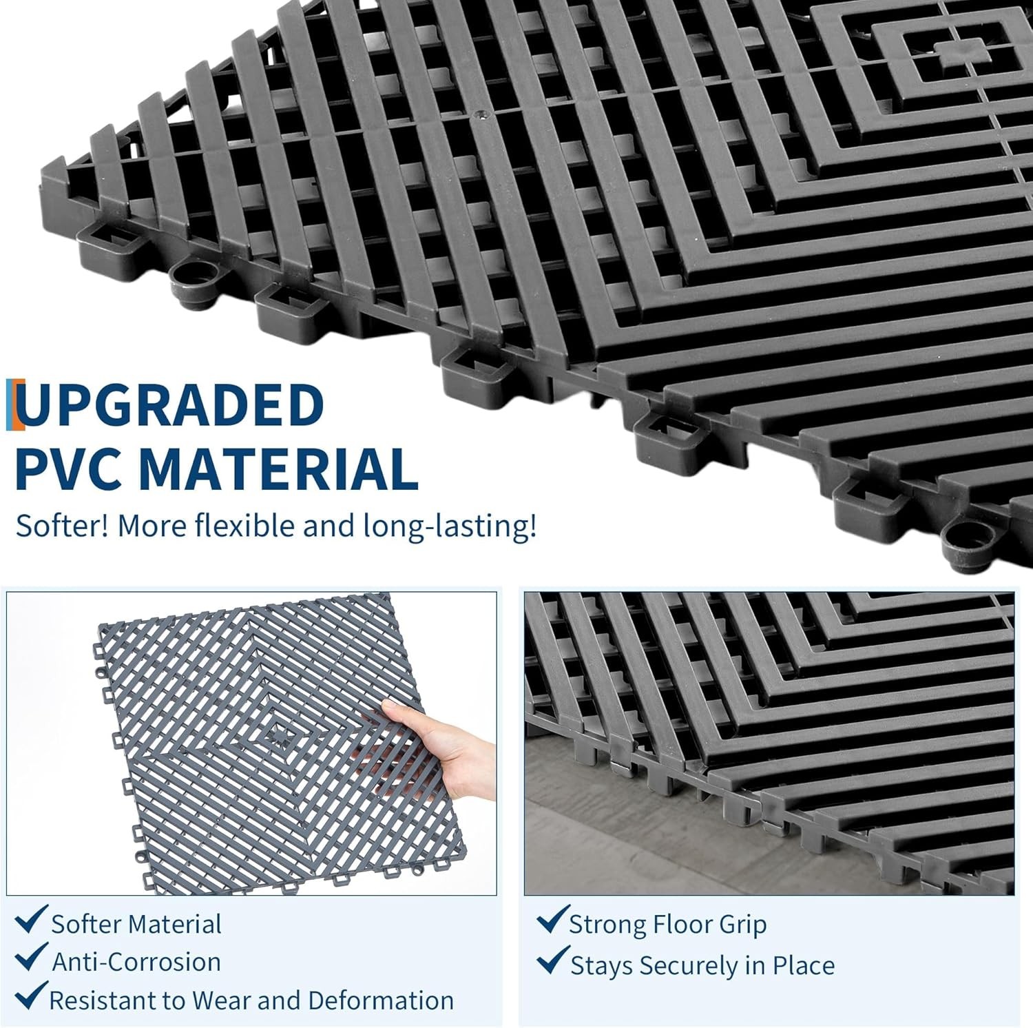 50PCS Interlocking Floor Tiles 12″x12″ Garage Modular Cushion Mat Drainage Tiles