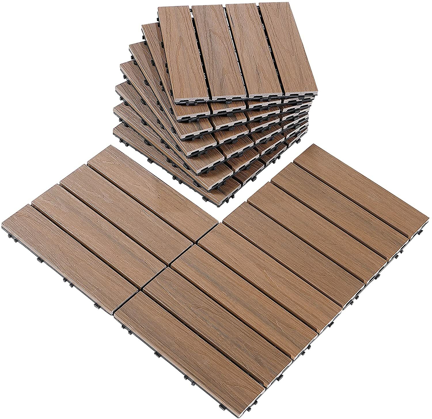 PURE ERA Pebble Interlocking Floor Deck Tiles Indoor Outdoor Use 12″x12″