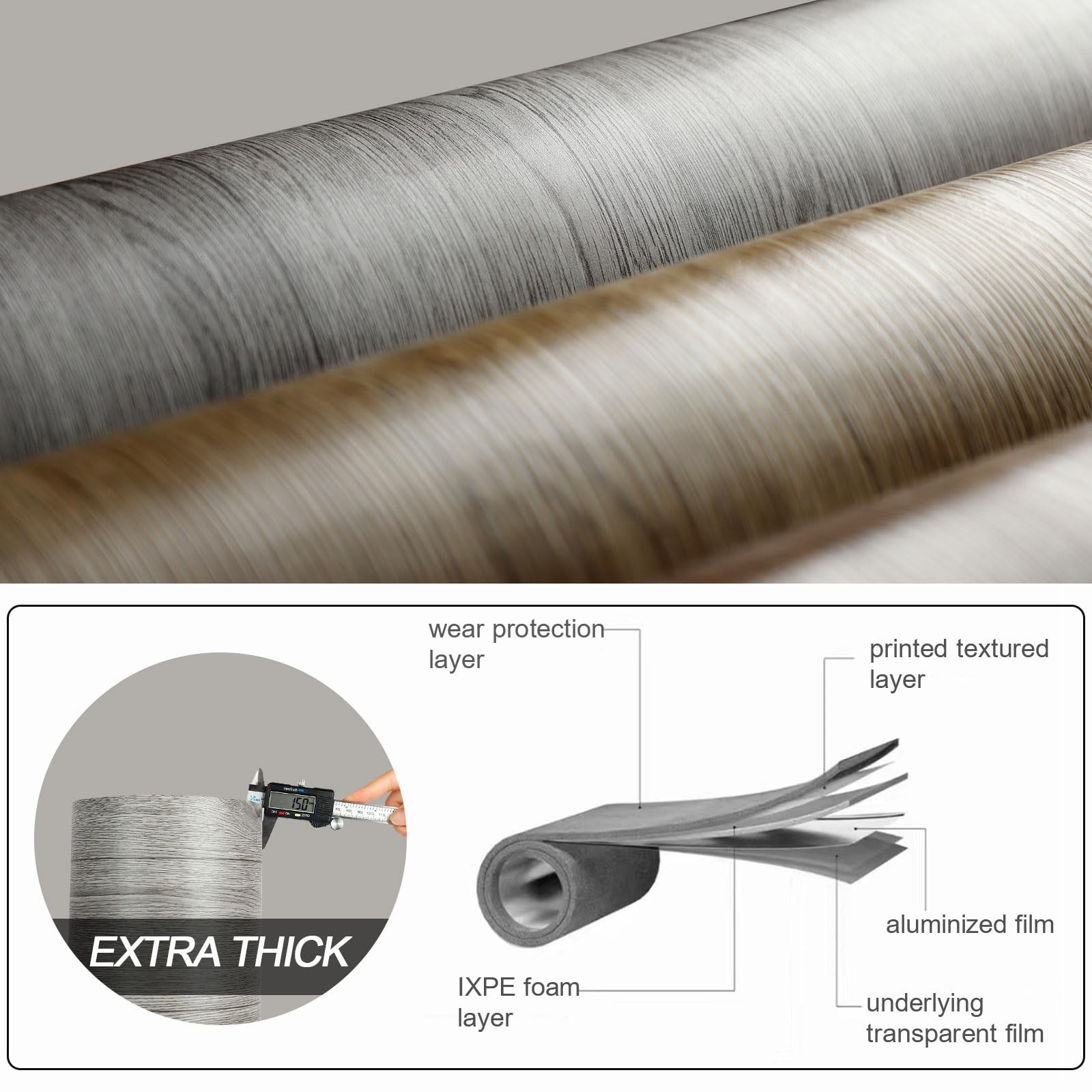 Peel and Stick Vinyl Flooring Roll 23″x 118″/19 Sq.Ft, Thicken Self Adhesive …