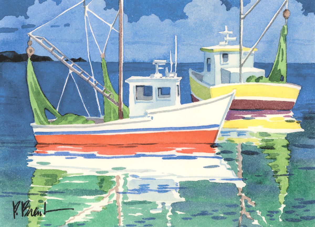 Ceramic Backsplash Tile Mural Nautical Sailing Ship – Fishing Boats at Sea