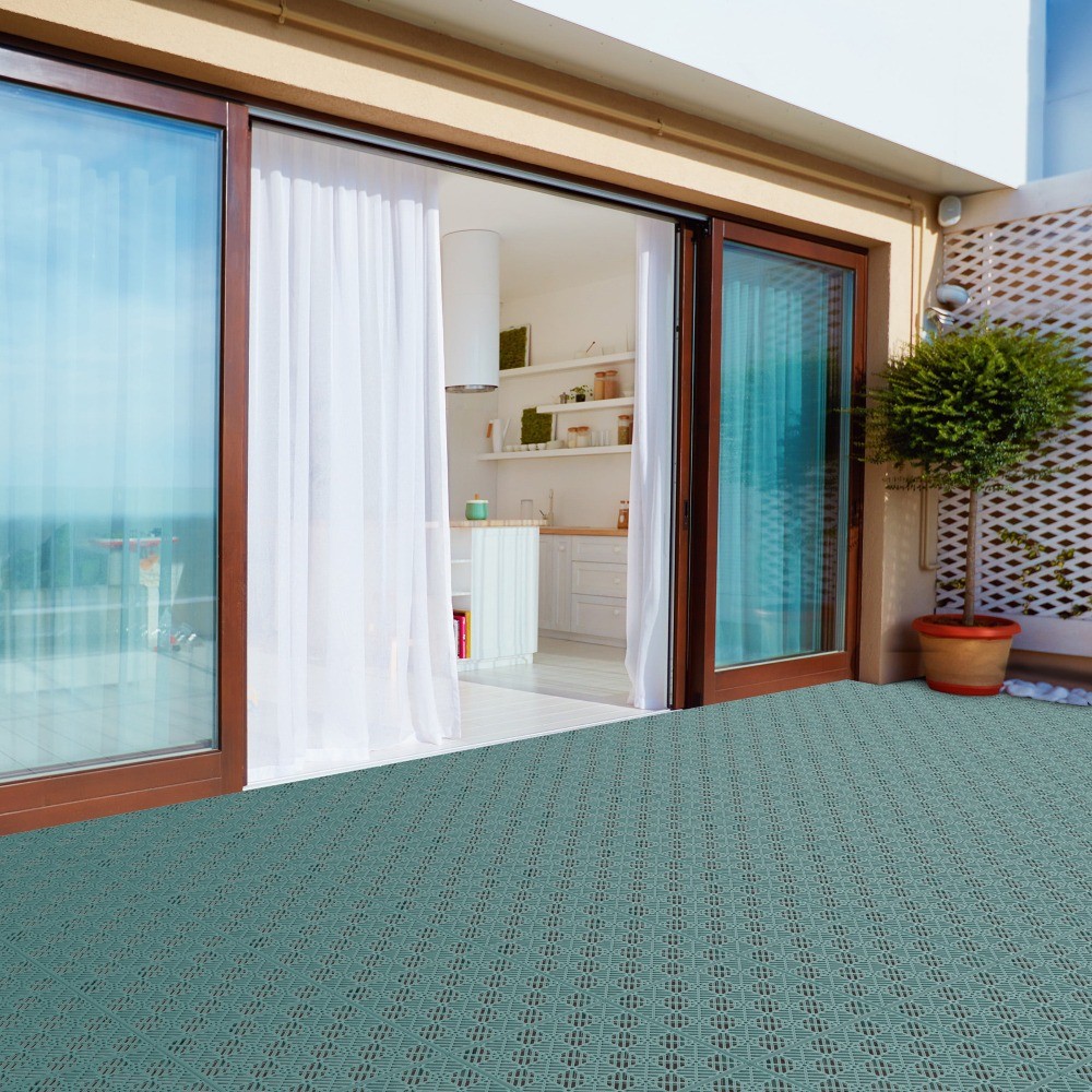 Set of 6 Deck Tiles for Patios, Decks, and Balconies (Green)