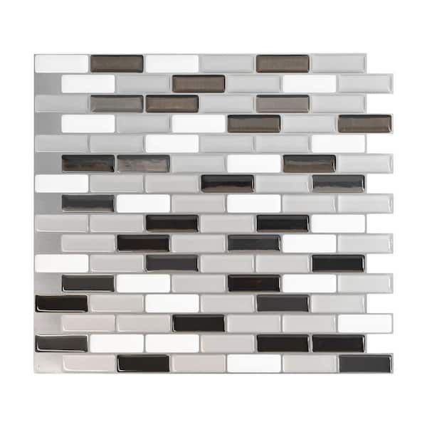 smart tiles Murano Metallik Gray Vinyl Peel and Stick Tile (2.38 sq.ft/ 4-pack)
