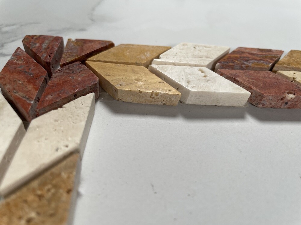 B0004P Marble Mosaic Border Listello Accent Tile Arrow Gold 1.2×8.3 Polished
