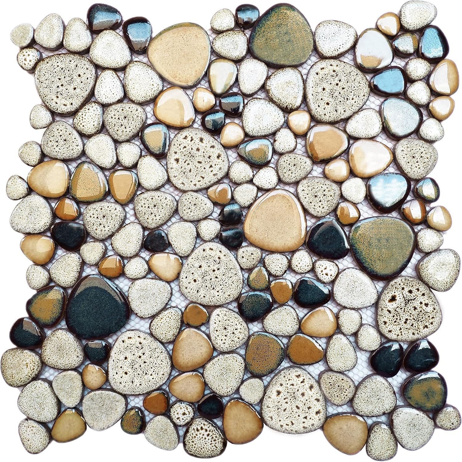 Parrotile Pebble Shower Floor Tile Bathroom Beige Wall Backsplash Mosaic Tiles (