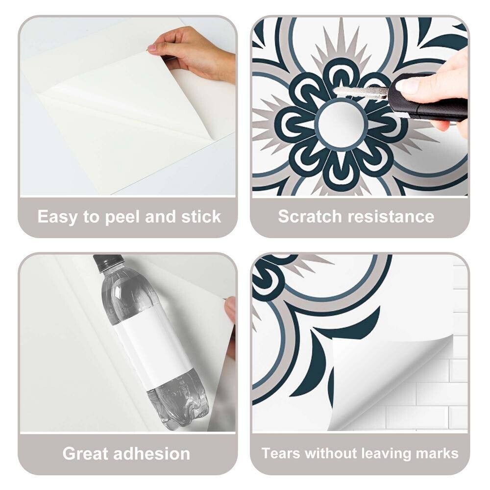 Jeedeson 12″x12″x11 MIL Vinyl Peel & Stick Backsplash Wall Tile Stickers (30-Pk)