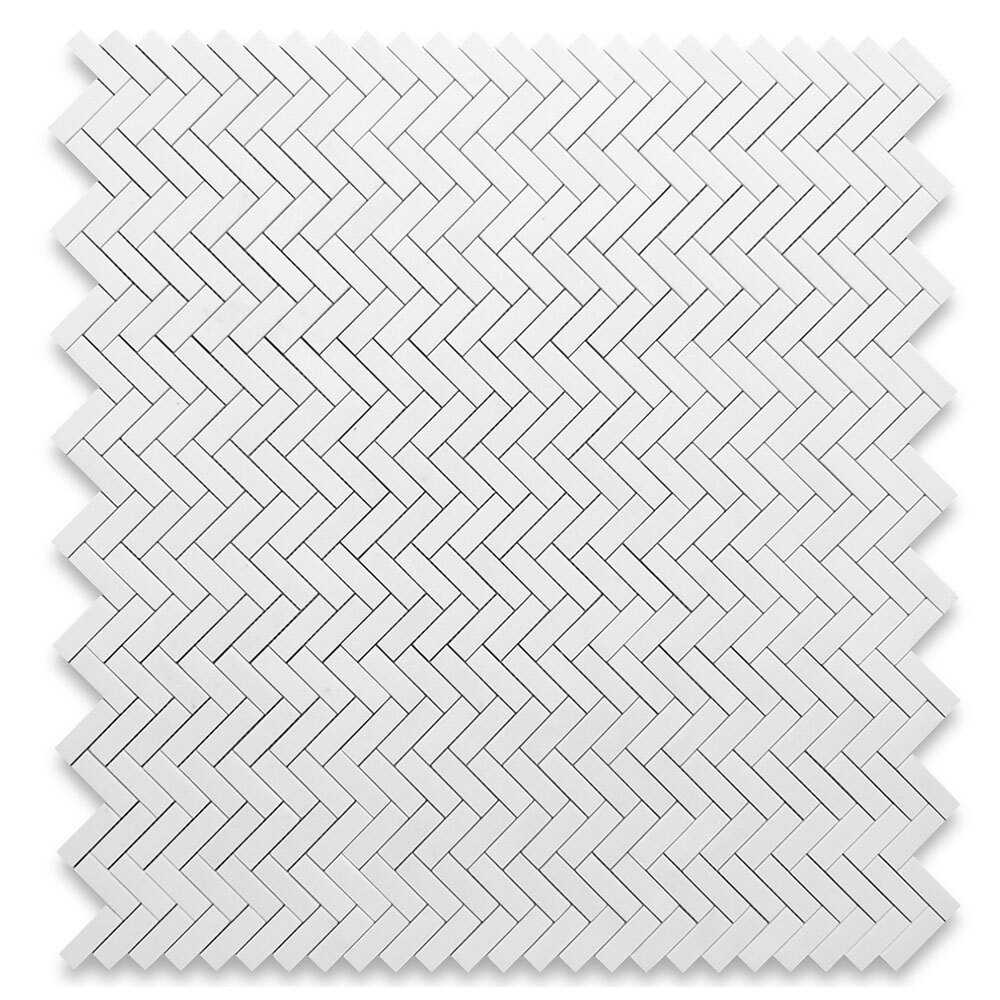 T72XH Thassos White Marble 1×3 Herringbone Mosaic Wall Floor Tile Honed