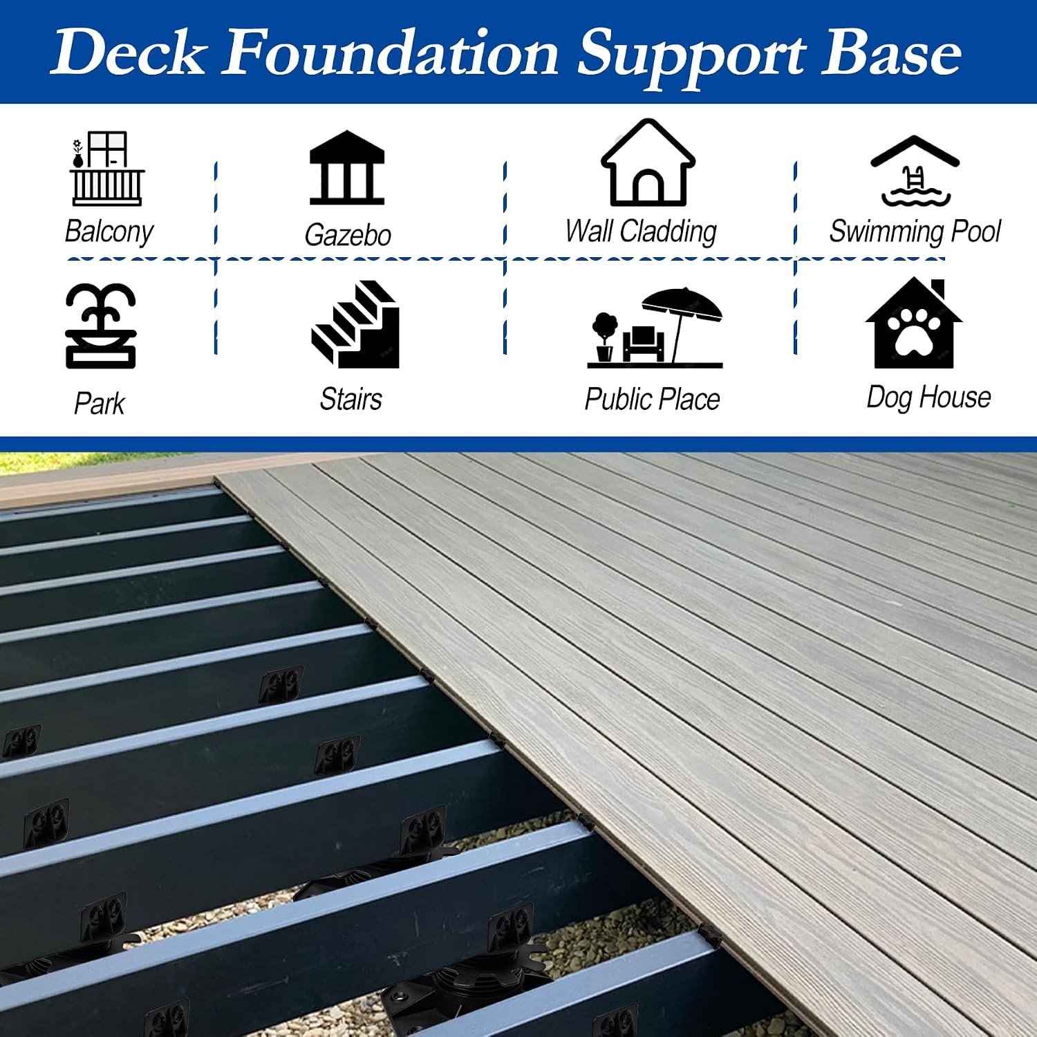 30 PCS Adjustable Plastic Pedestal Paver, Heavy Duty Deck Blocks Foundation Base