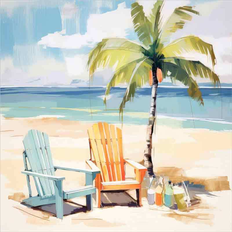 Coastal Beach Accent & Decor Tile Irena Orlov Seascape Art OB-ORL24579-9AT