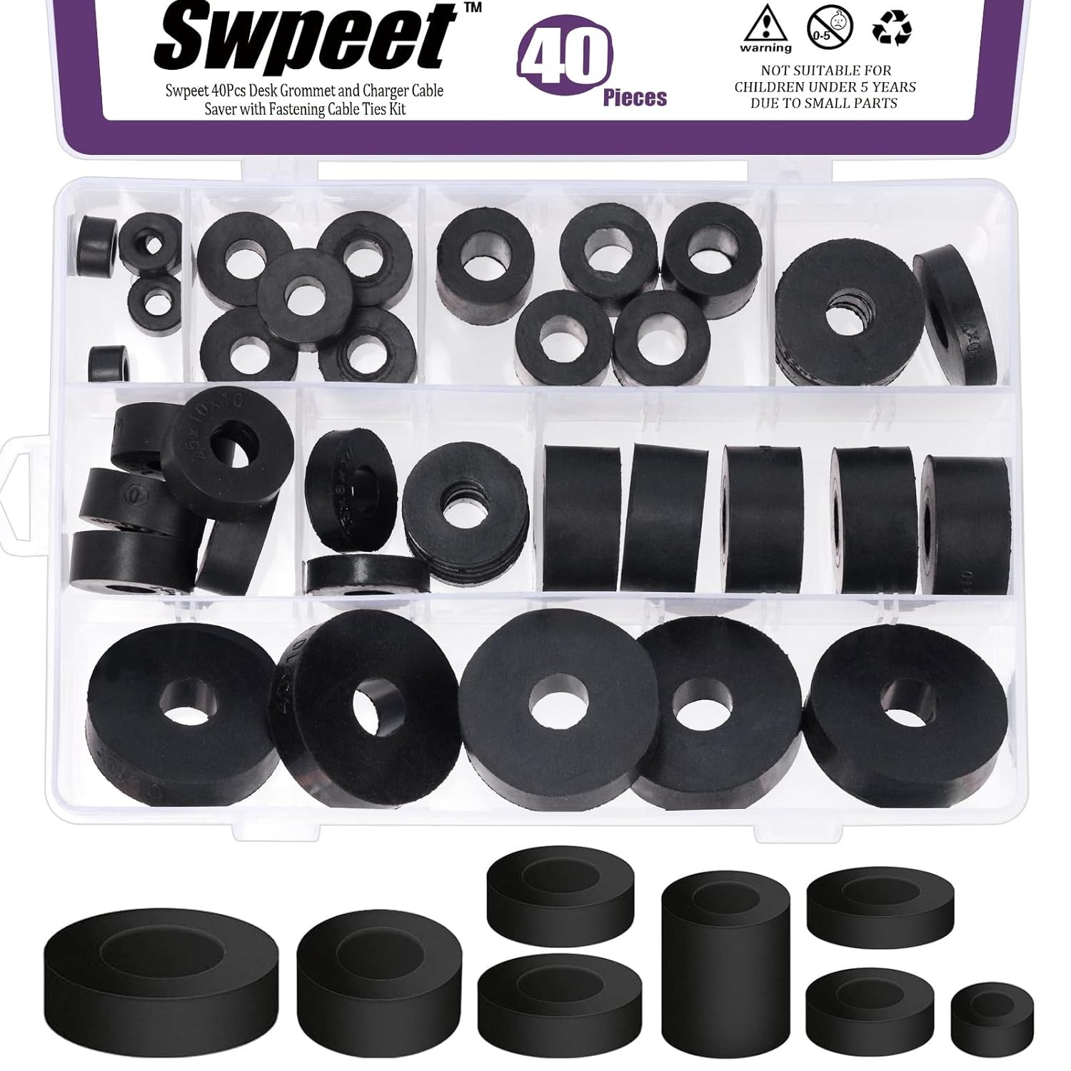 Swpeet 40Pcs 8 Sizes Round Spacer Assortment Kit, 6/7/8/10/15/20mm Anti…
